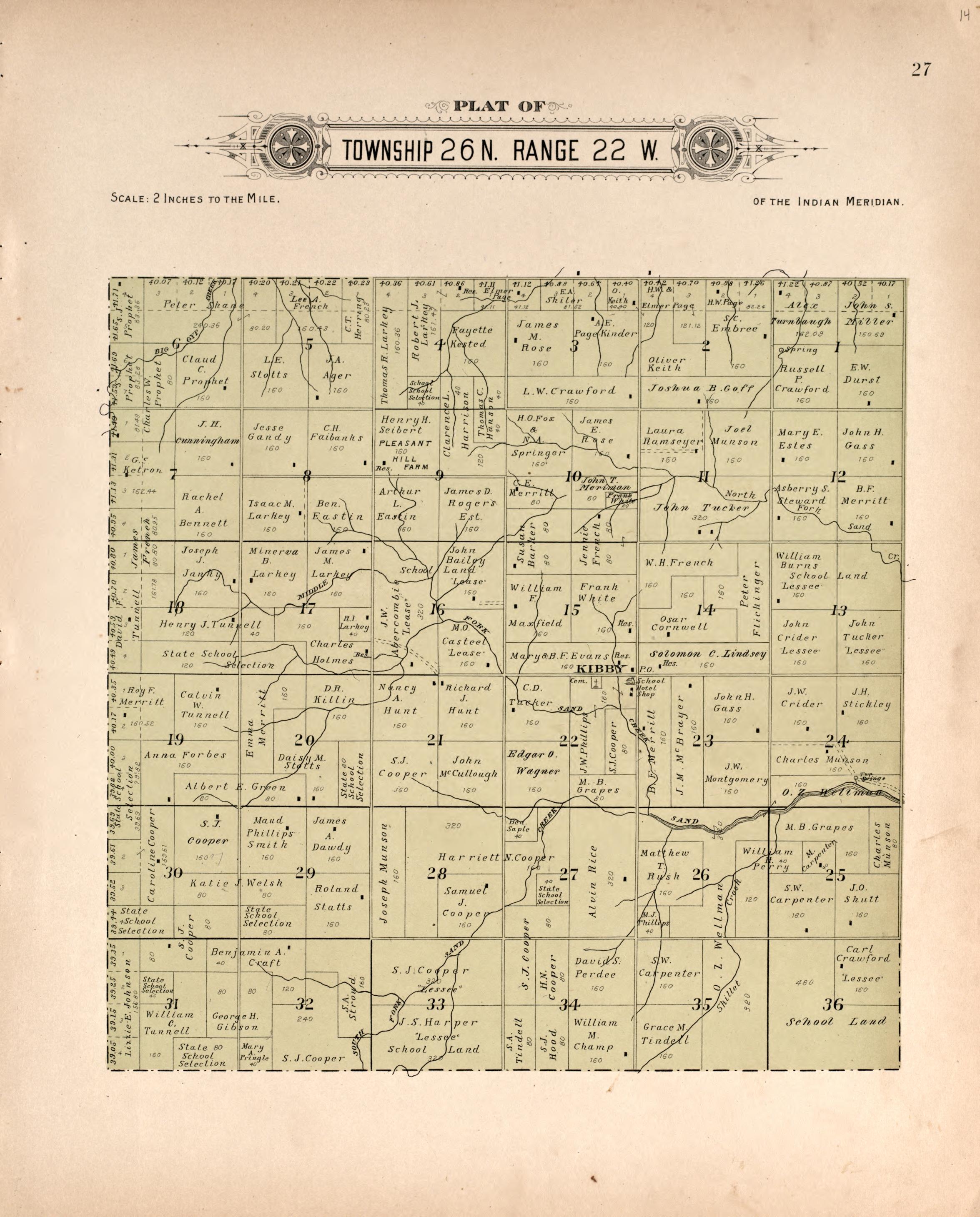 Township 26 Range 22 W from Plat Book of Harper County, Oklahoma : Containing Maps of Villages, Cities and Townships of the County, and of the State, United States and World : Portraits of Representative Citizens and Leading … 1910 by Relic Map Company