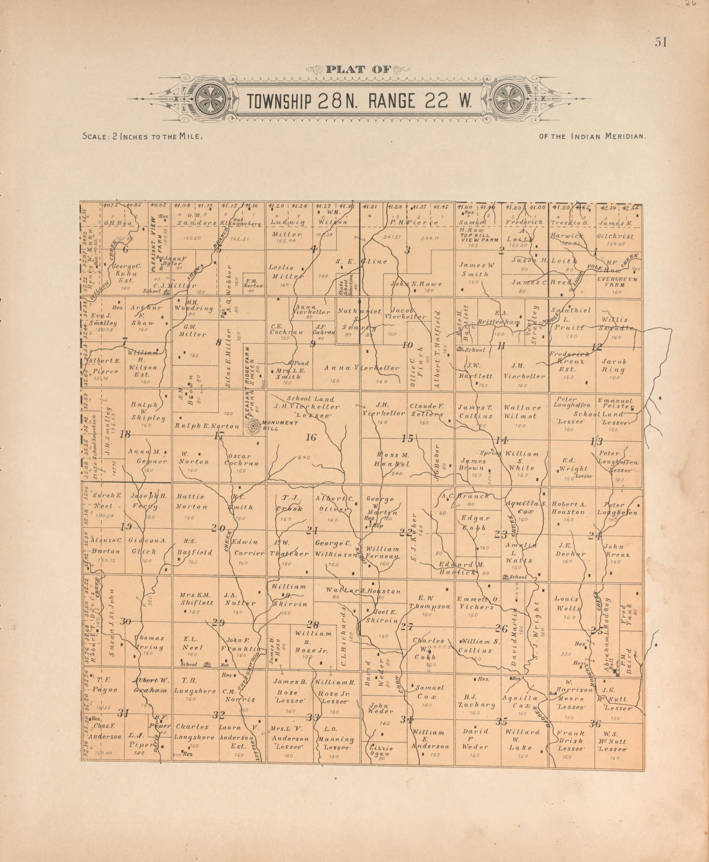 Township 28 Range 22 W from Plat Book of Harper County, Oklahoma : Containing Maps of Villages, Cities and Townships of the County, and of the State, United States and World : Portraits of Representative Citizens and Leading … 1910 by Relic Map Company