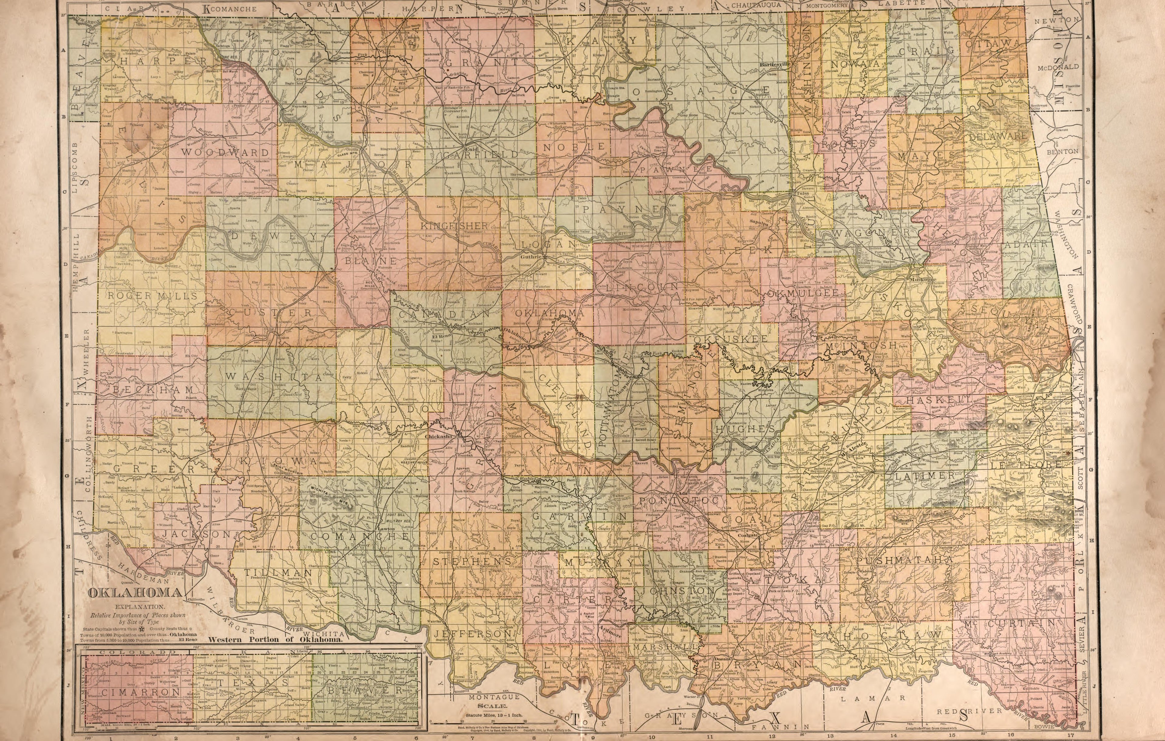 Oklahoma from Plat Book of Harper County, Oklahoma : Containing Maps of Villages, Cities and Townships of the County, and of the State, United States and World : Portraits of Representative Citizens and Leading … 1910 by Relic Map Company