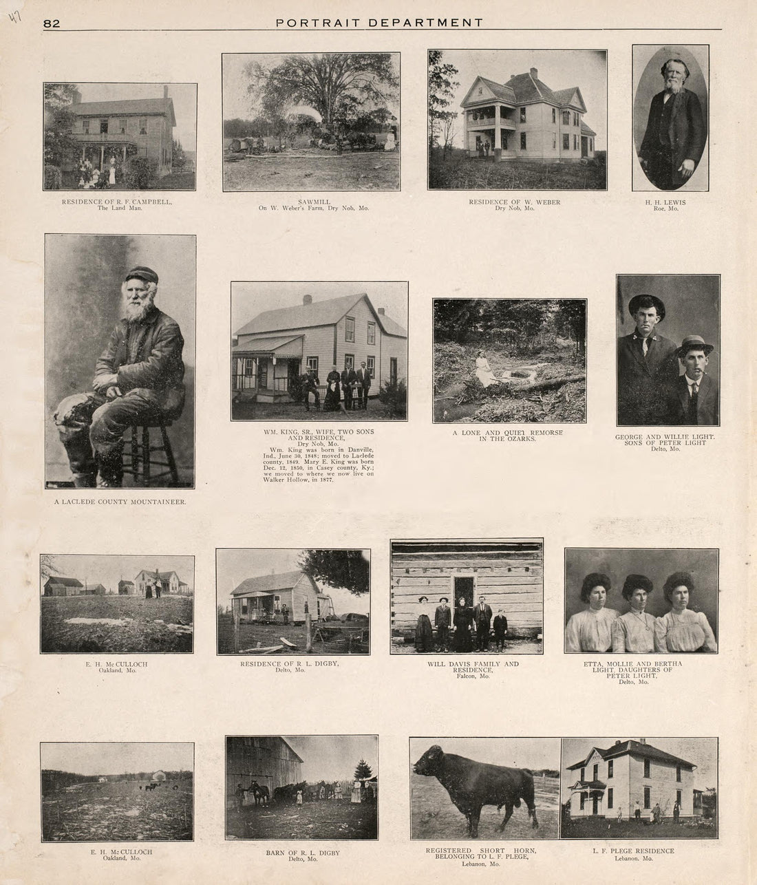 Portrait Department (continued) from Plat Book of La Clede County, Missouri : Containing Maps of Villages, Cities and Townships of the County, and of the State, United States and World : Also Portraits of Representative Citizens, … 1912 by Relic Map Company