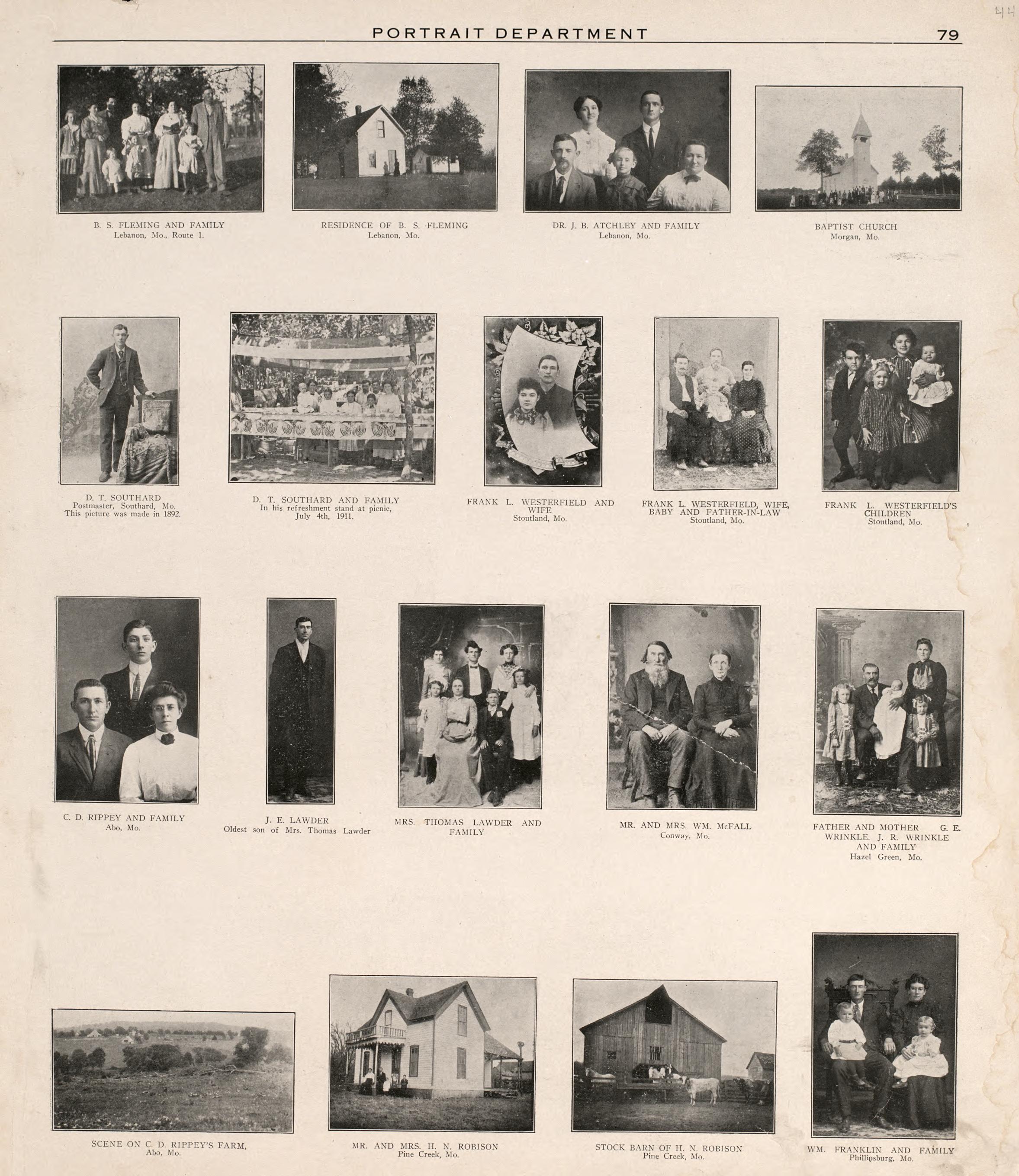 Portrait Department (continued) from Plat Book of La Clede County, Missouri : Containing Maps of Villages, Cities and Townships of the County, and of the State, United States and World : Also Portraits of Representative Citizens, … 1912 by Relic Map Company