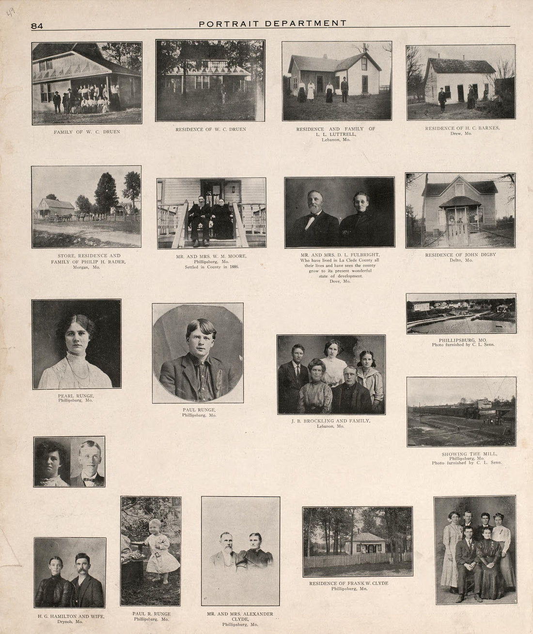 Portrait Department (continued) from Plat Book of La Clede County, Missouri : Containing Maps of Villages, Cities and Townships of the County, and of the State, United States and World : Also Portraits of Representative Citizens, … 1912 by Relic Map Company