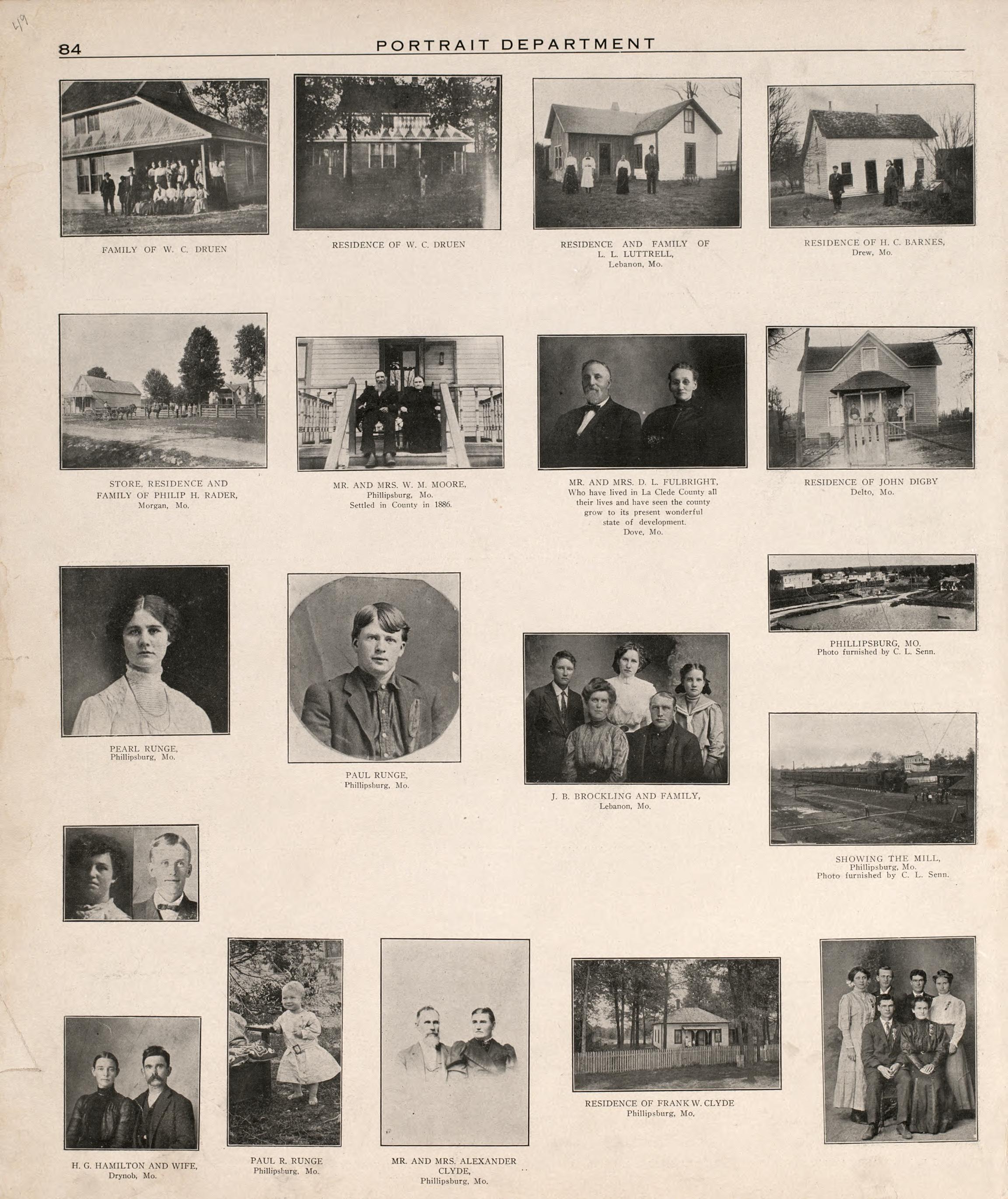 Portrait Department (continued) from Plat Book of La Clede County, Missouri : Containing Maps of Villages, Cities and Townships of the County, and of the State, United States and World : Also Portraits of Representative Citizens, … 1912 by Relic Map Company