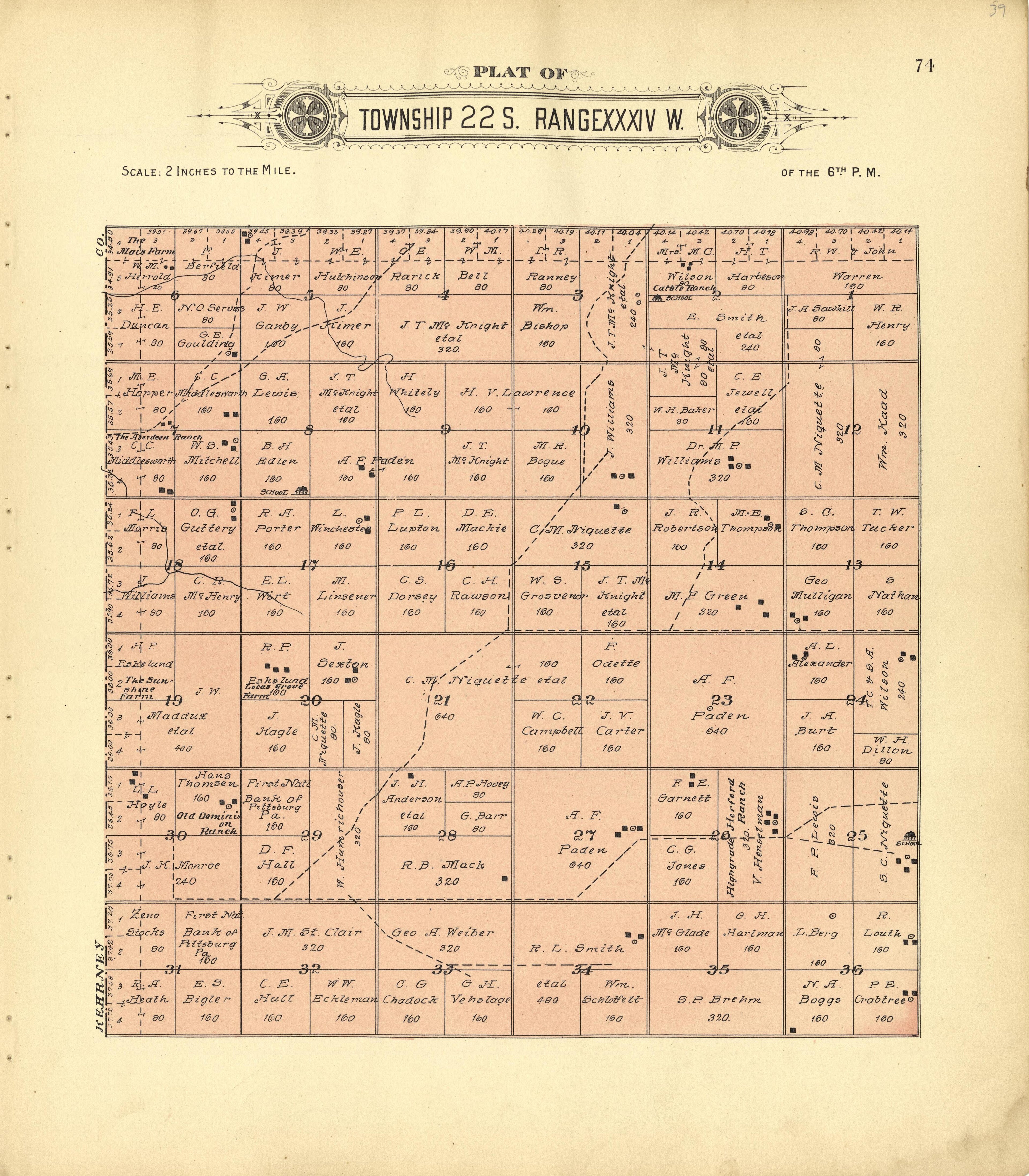 This old map of Finney County, Kansas, was created by Western Publishing Co. (Ashland, Kan.) in 1911