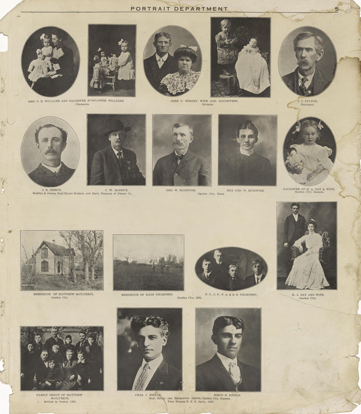 Portrait Department - Continued from Plat Book of Finney County, Kansas : Containing Maps of Villages, Cities and Townships of the County, and of the State, United States and World : Also Portraits of Representative Citizens, Old … 1911 by Relic Map Company