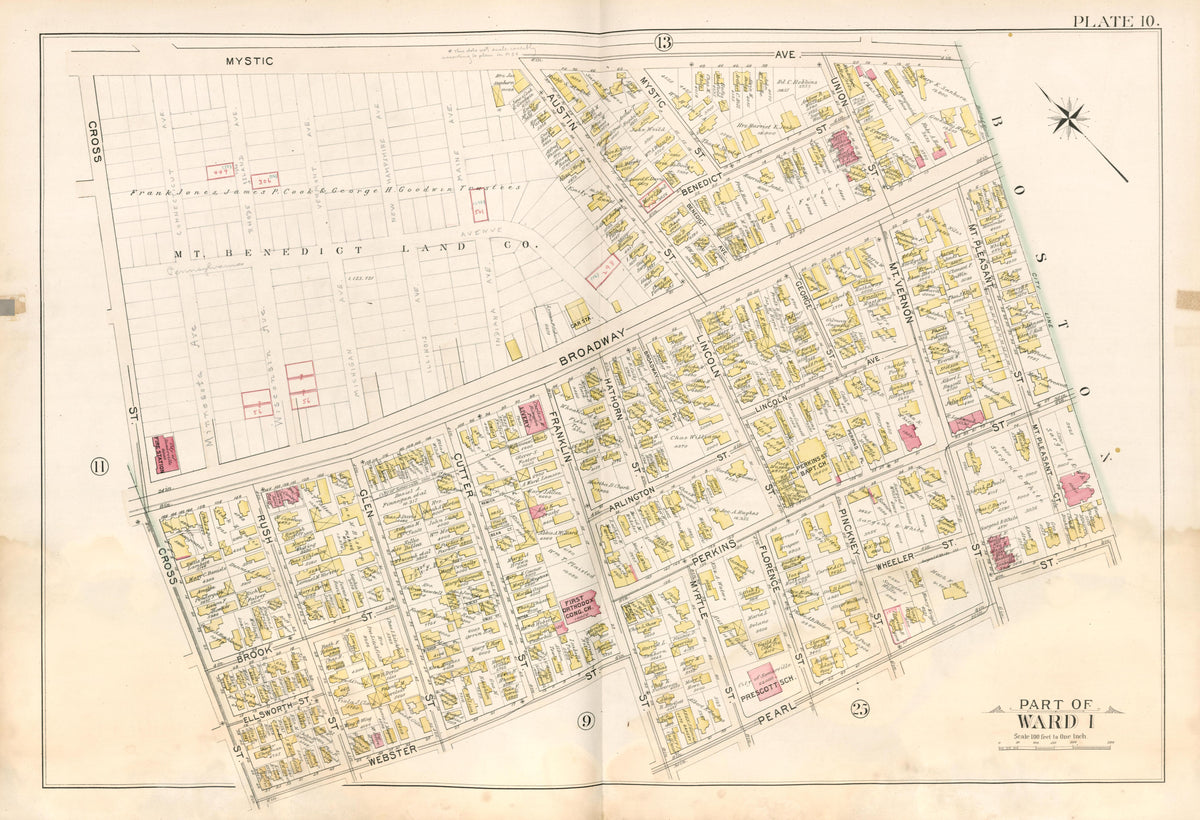 Part of Ward 1 - Plate 10 from Atlas of the City of Somerville, Massachusetts : from Actual Surveys and Official Plans 1895 by Relic Map Company