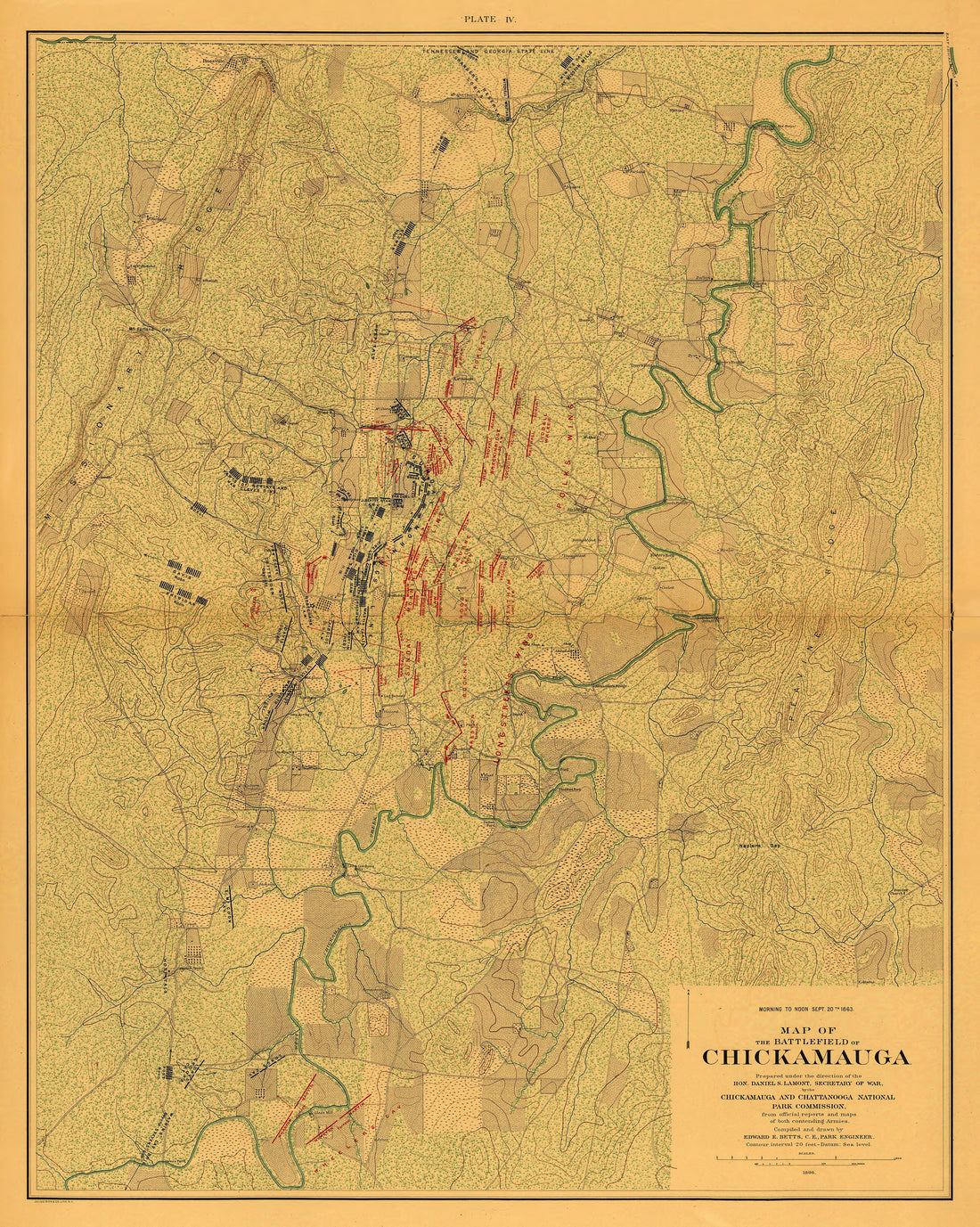This old map of Chattanooga, Chickamauga, Georgia, Tennessee, was created by United States. Chickamauga and Chattanooga National Park Commission in 1896