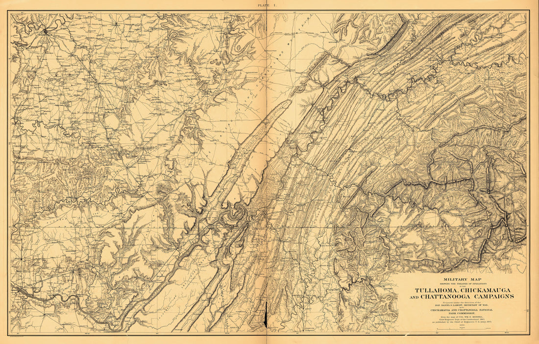 This old map of Chattanooga, Chickamauga, Georgia, Tennessee, was created by United States. Chickamauga and Chattanooga National Park Commission in 1896