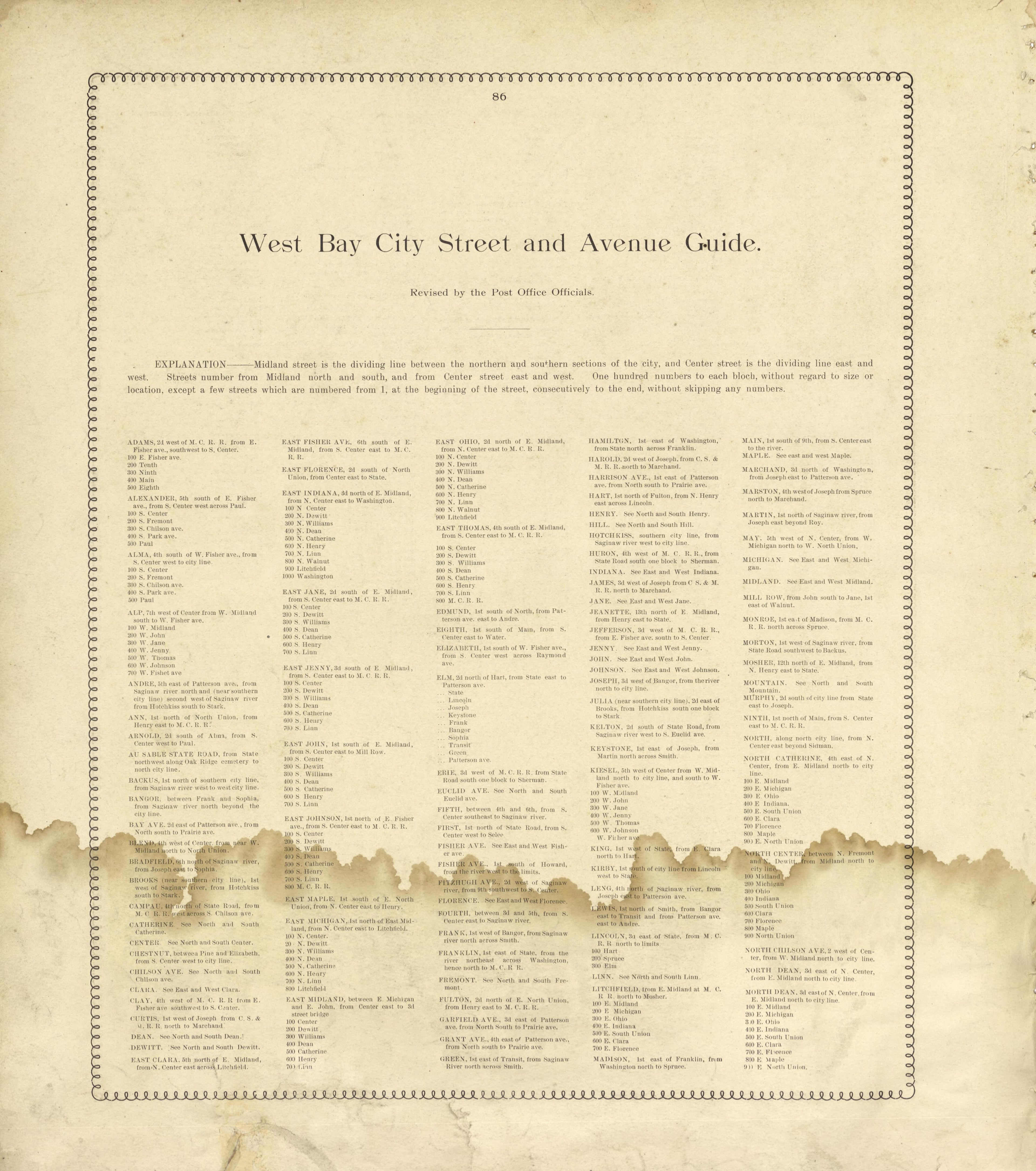 West Bay City Street and Avenue Guide from the County of Bay, Michigan : Maps, History, Illustrations and Statistics 1896 by Relic Map Company