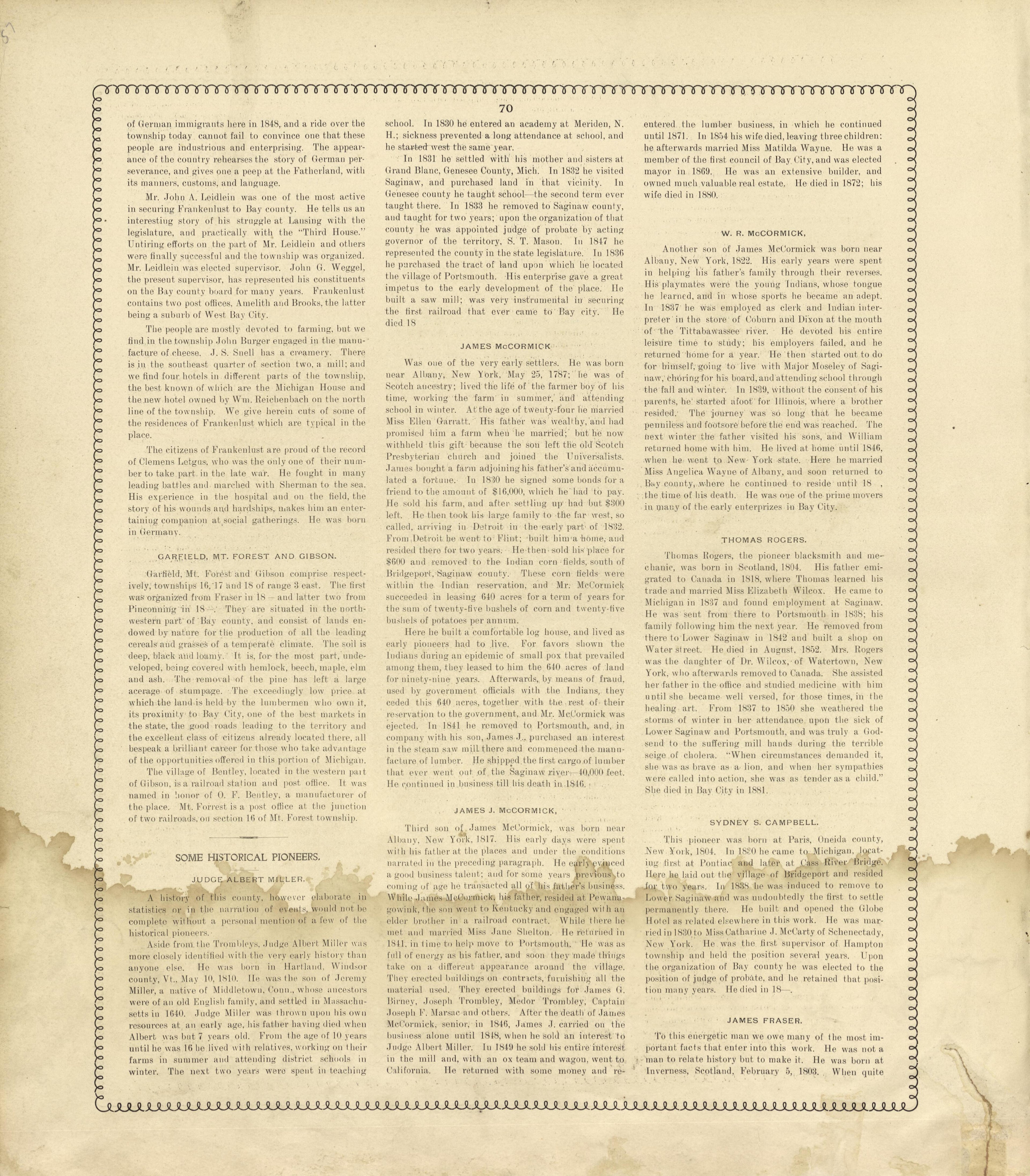Bay County, Michigan - Continued from the County of Bay, Michigan : Maps, History, Illustrations and Statistics 1896 by Relic Map Company