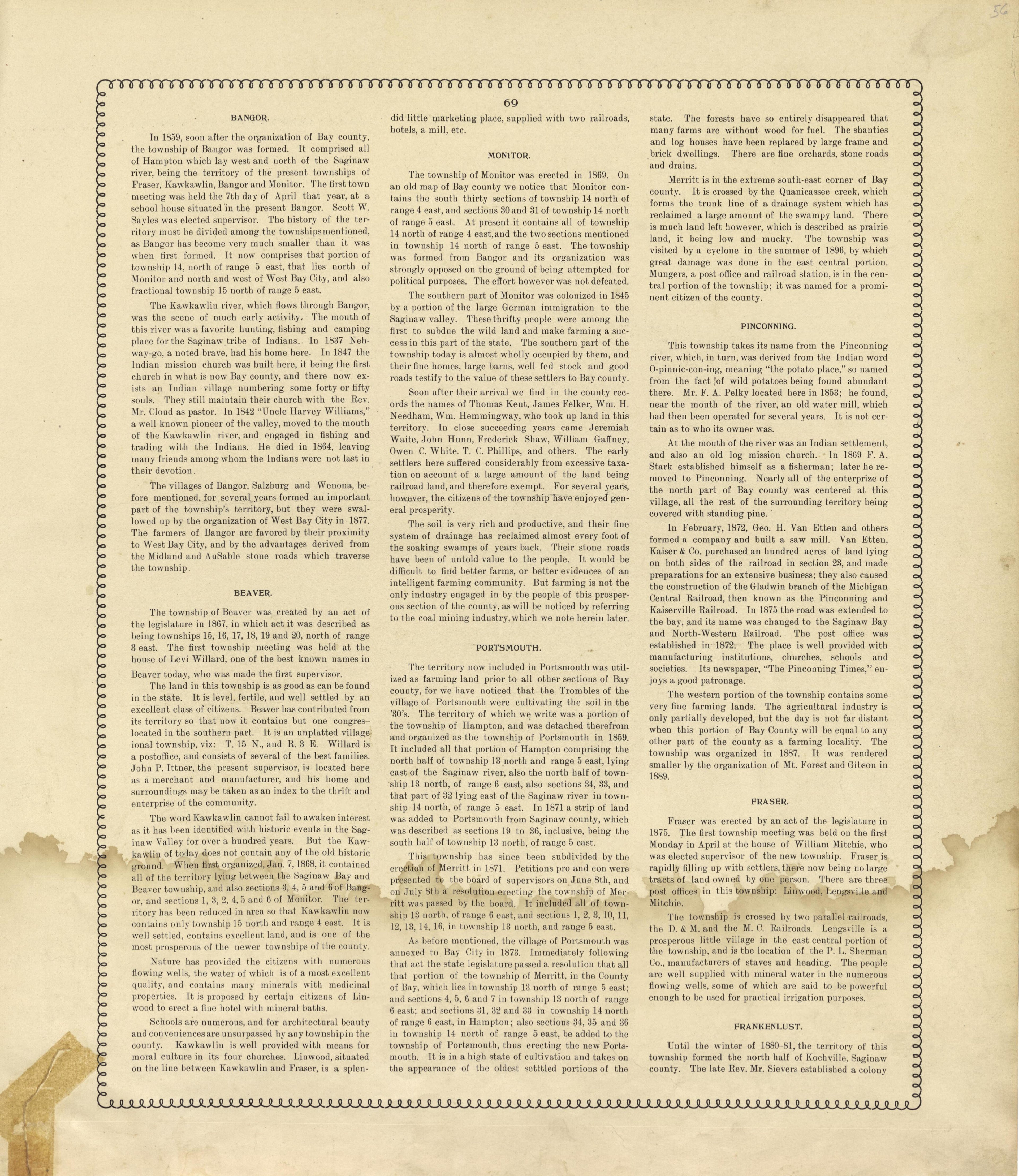 Bay County, Michigan - Continued from the County of Bay, Michigan : Maps, History, Illustrations and Statistics 1896 by Relic Map Company