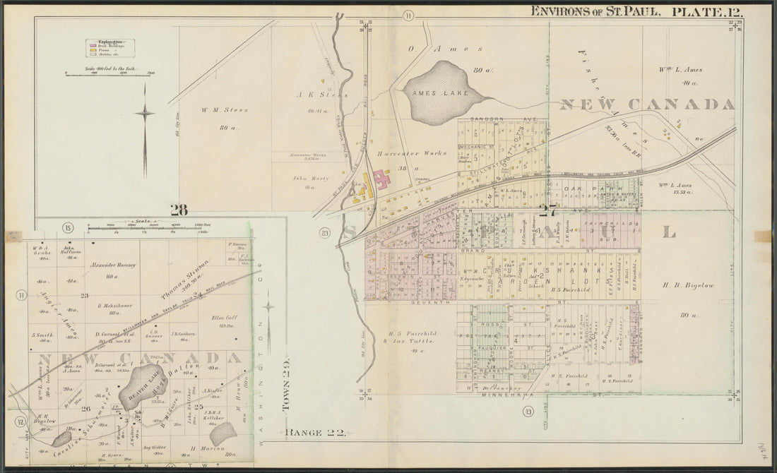 This old map of Minnesota, Ramsey County, Saint Paul Region, was created by Hopkins, Griffith Morgan in 1886