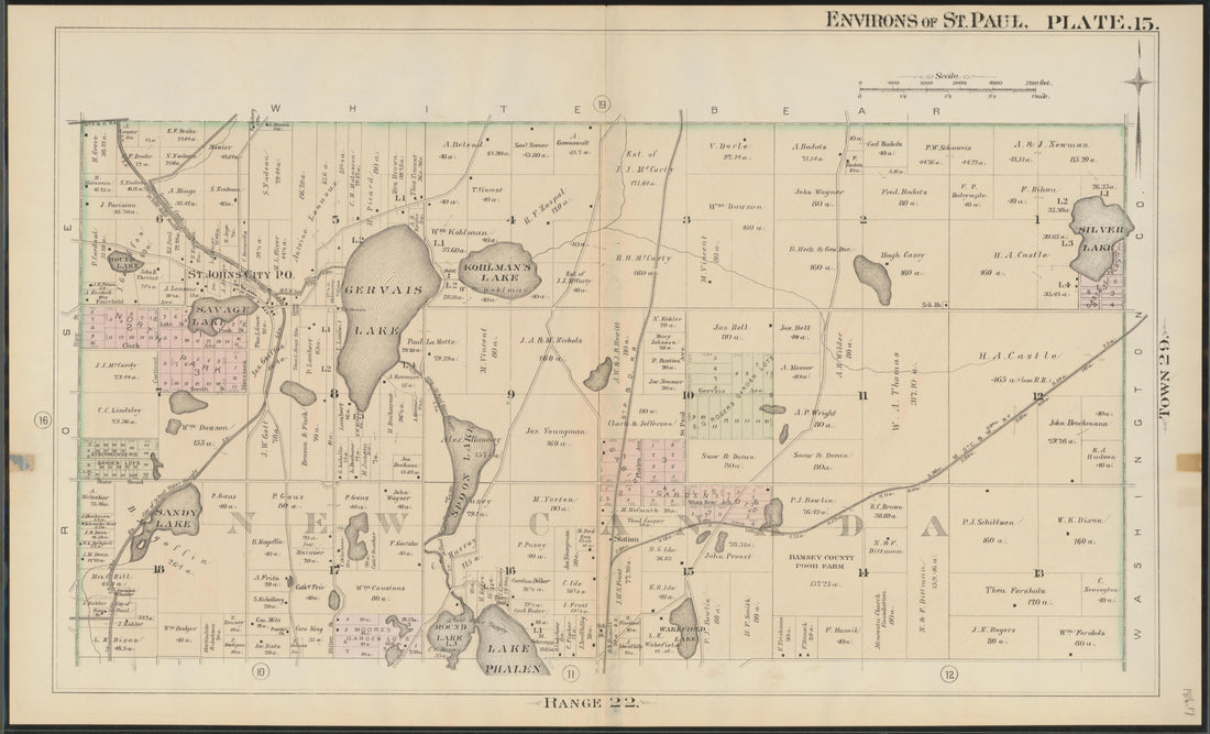 This old map of Minnesota, Ramsey County, Saint Paul Region, was created by Hopkins, Griffith Morgan in 1886