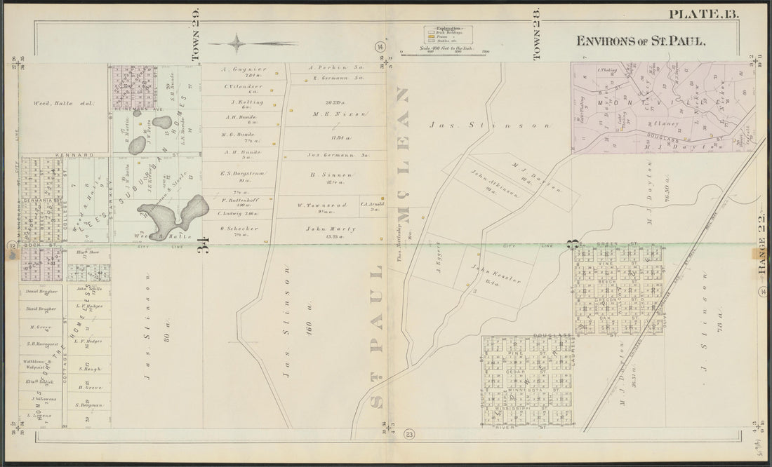 This old map of Minnesota, Ramsey County, Saint Paul Region, was created by Hopkins, Griffith Morgan in 1886