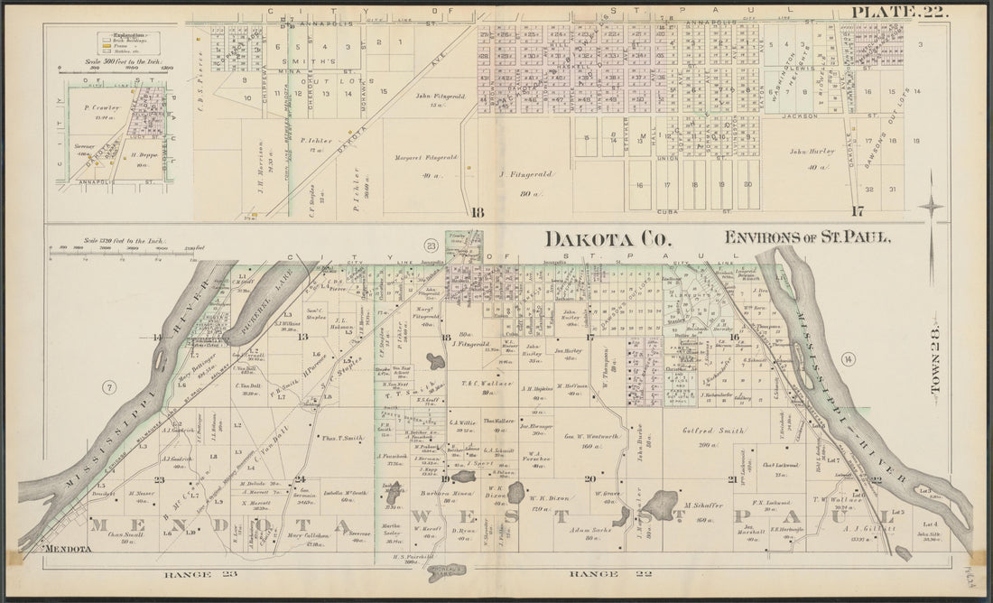This old map of Minnesota, Ramsey County, Saint Paul Region, was created by Hopkins, Griffith Morgan in 1886