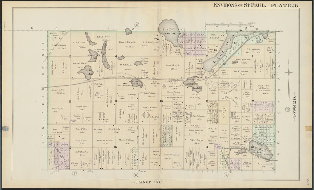 This old map of Minnesota, Ramsey County, Saint Paul Region, was created by Hopkins, Griffith Morgan in 1886