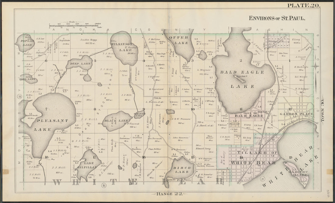 This old map of Minnesota, Ramsey County, Saint Paul Region, was created by Hopkins, Griffith Morgan in 1886