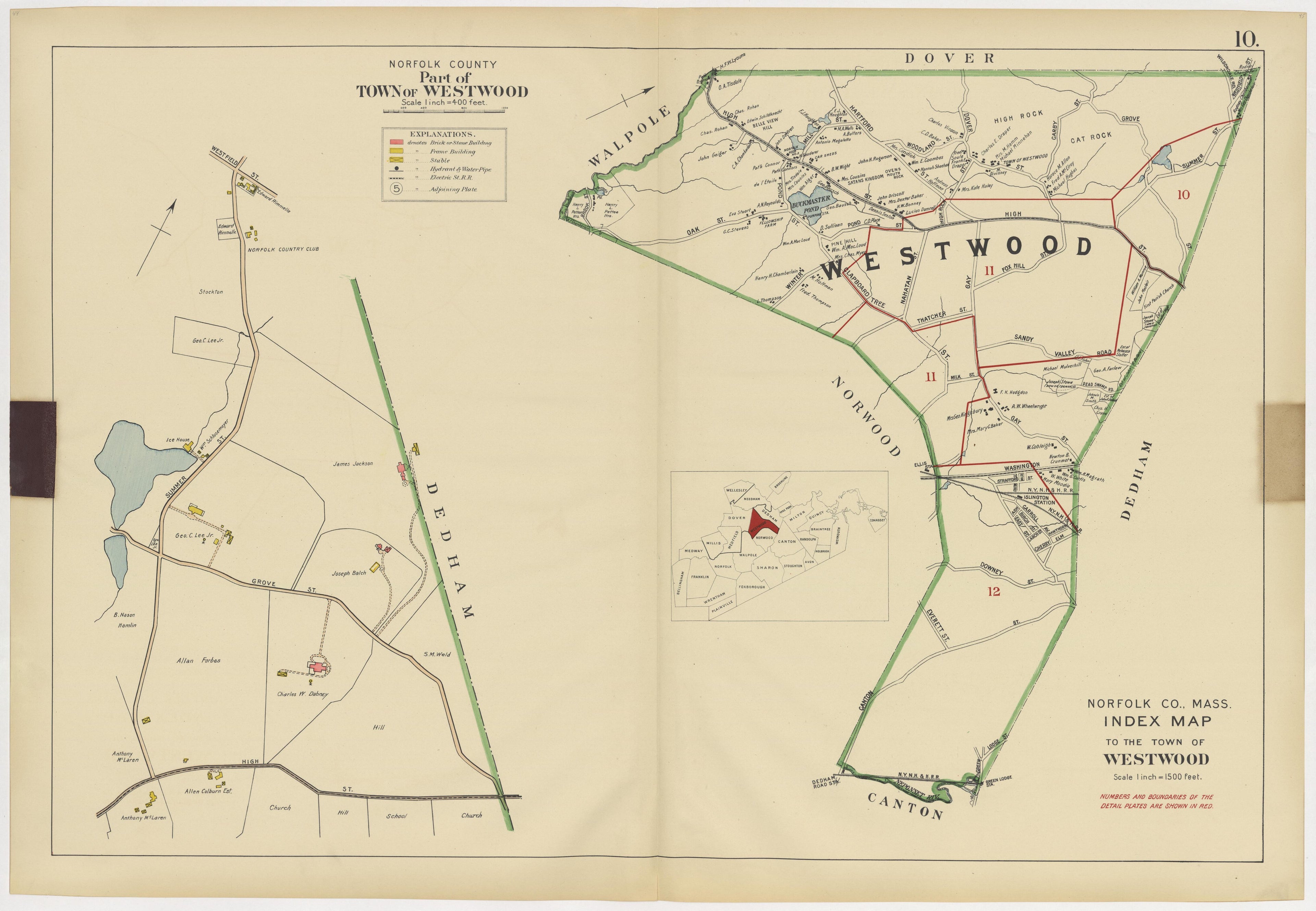 Image 14 of Atlas of the Towns of Needham, Dover, Westwood, Millis and Medfield, Norfolk County, Massachusetts from Atlas of the Towns of Needham, Dover, Westwood, Millis and Medfield, Norfolk County, Massachusetts 1909 by Relic Map Company