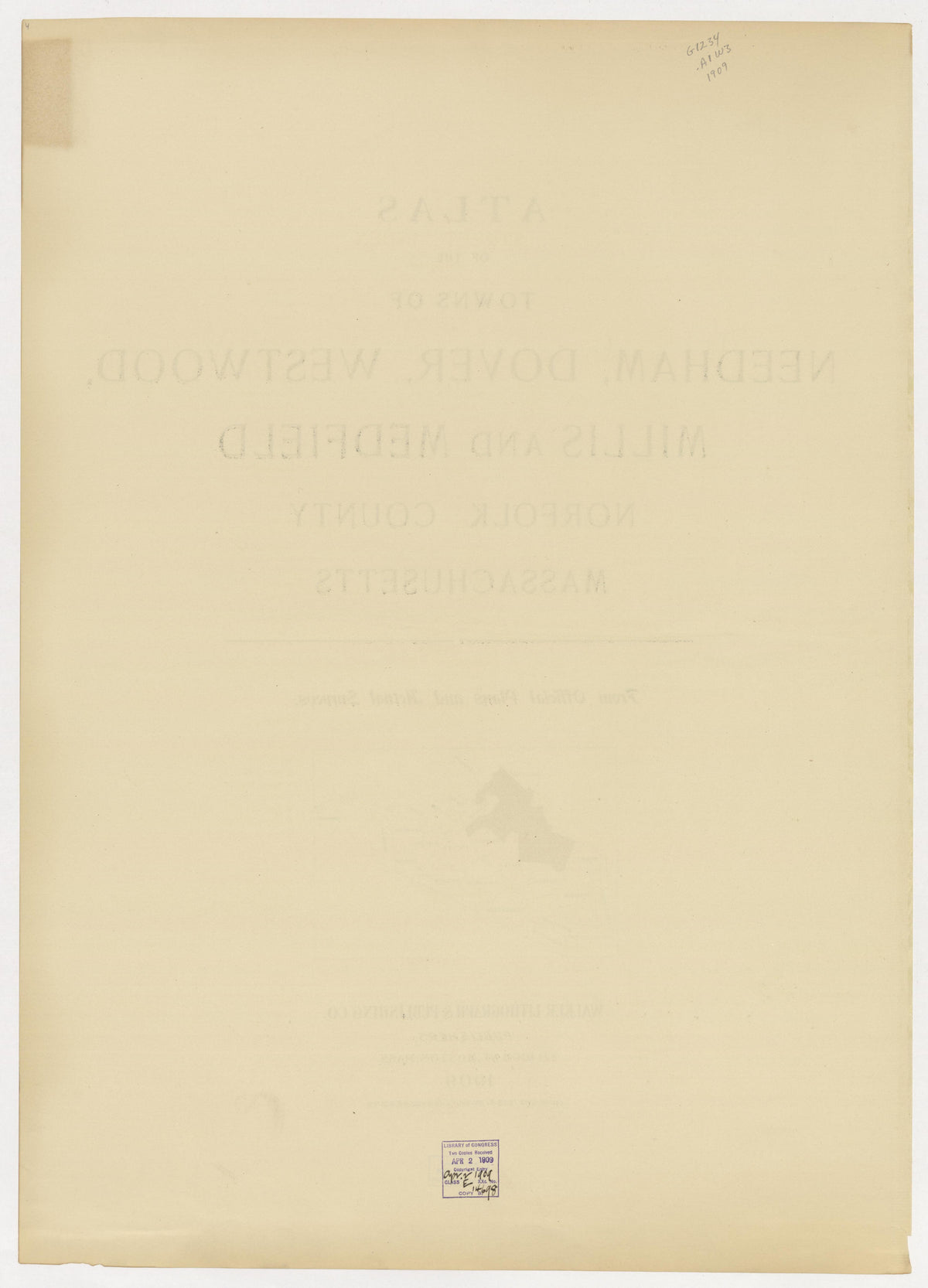 Image 3 of Atlas of the Towns of Needham, Dover, Westwood, Millis and Medfield, Norfolk County, Massachusetts from Atlas of the Towns of Needham, Dover, Westwood, Millis and Medfield, Norfolk County, Massachusetts 1909 by Relic Map Company