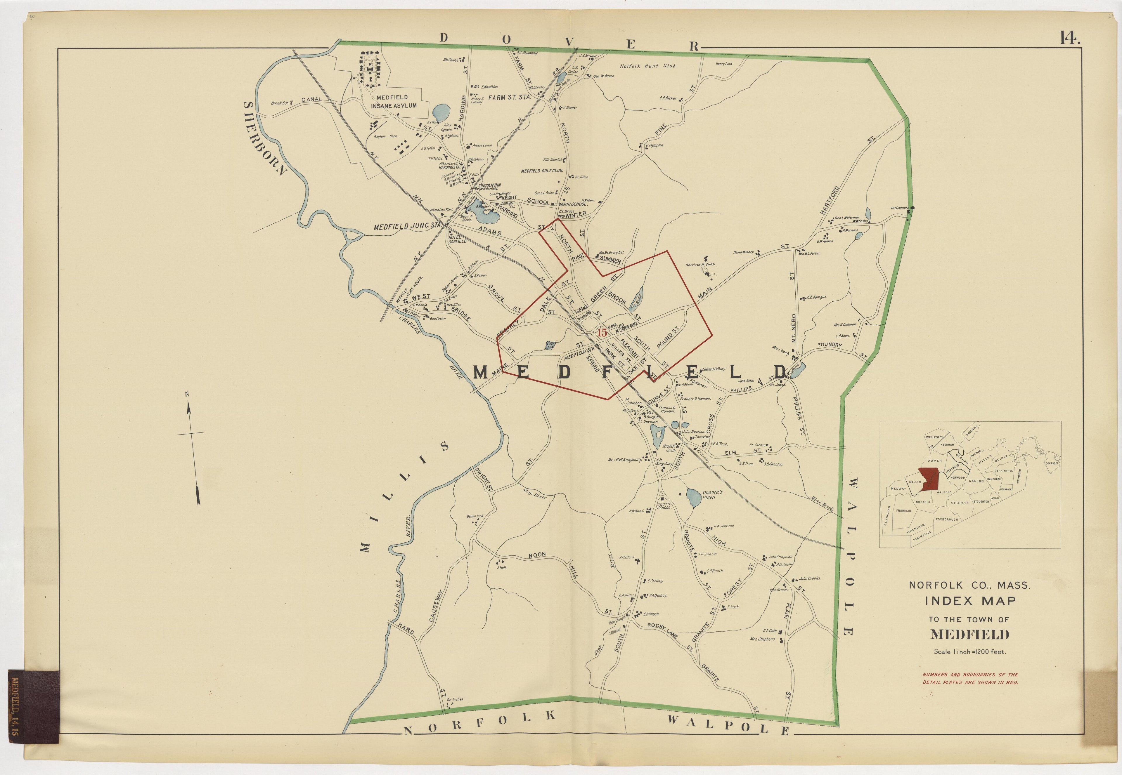 Image 18 of Atlas of the Towns of Needham, Dover, Westwood, Millis and Medfield, Norfolk County, Massachusetts from Atlas of the Towns of Needham, Dover, Westwood, Millis and Medfield, Norfolk County, Massachusetts 1909 by Relic Map Company