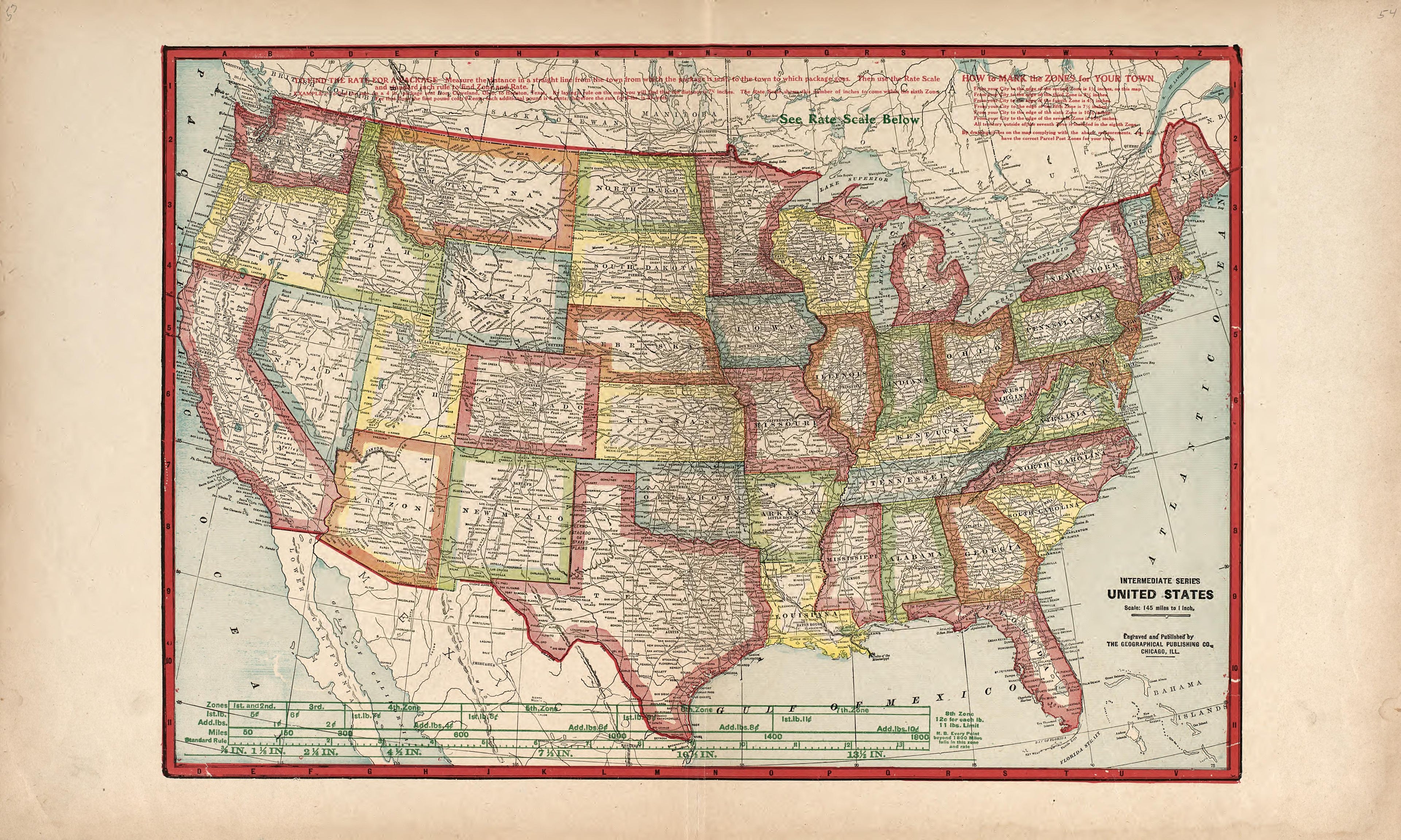 Intermediate Series United States from Atlas of Saunders County, Nebraska : Containing Maps of Townships of the County, Maps of State, United States and World, Farmers Directory, Analysis of the System of U.S. Land Surveys 1916 by Relic Map Company