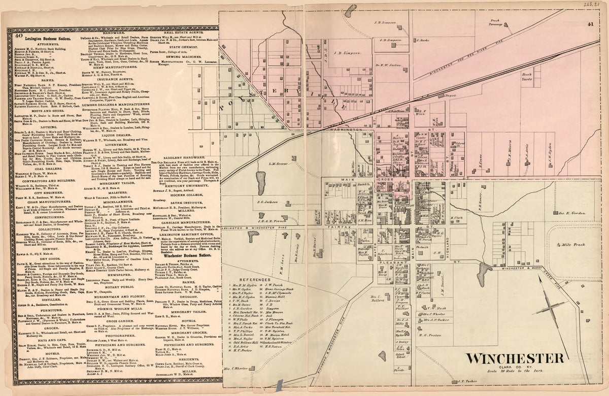 Winchester from Atlas of Bourbon, Clark, Fayette, Jessamine and Woodford Counties, Ky 1877 by Relic Map Company
