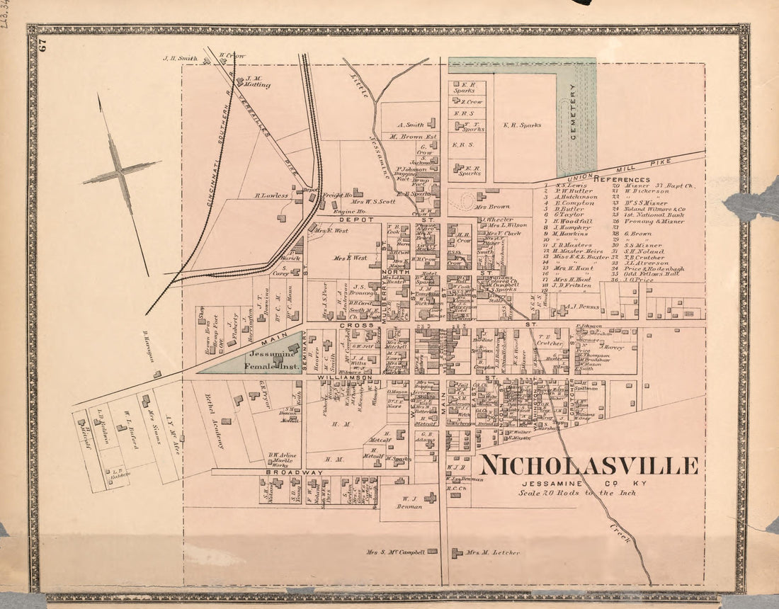 This old map of Bourbon County, Clark County, Clarkcounty, Fayette County, Jessamine County, Kentucky, , Woodford County was created by D.G. Beers & Co in 1877