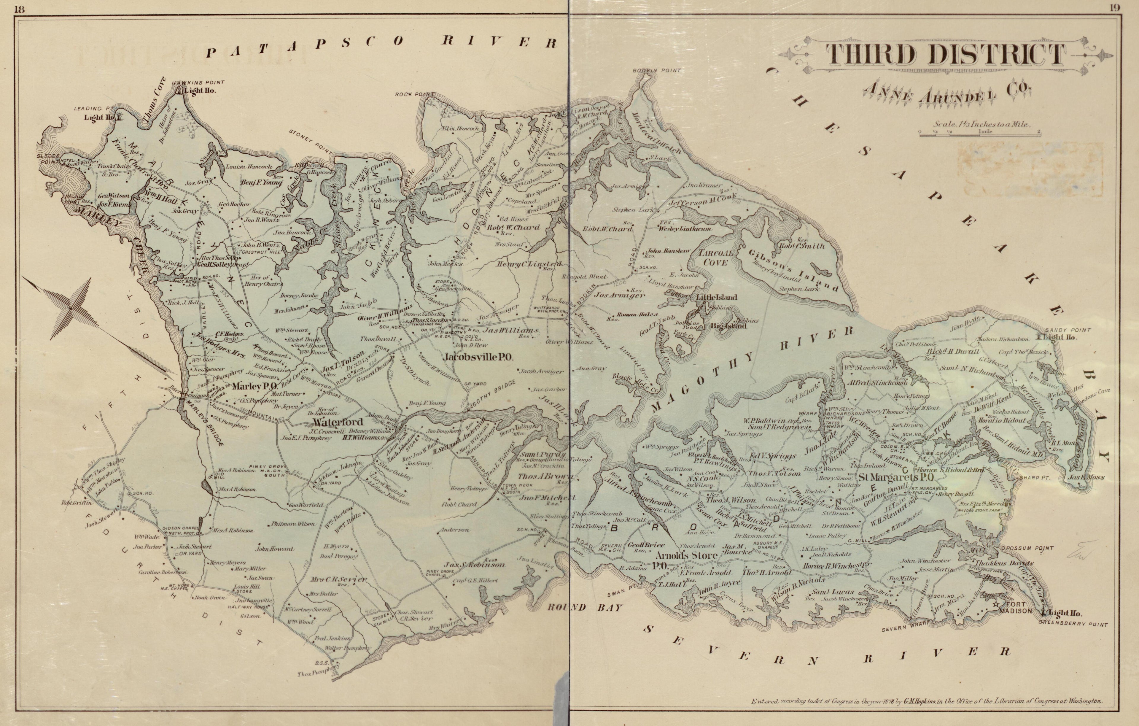 Third District from Atlas of Fifteen Miles Around Baltimore, Including Anne Arundel County, Maryland 1878 by Relic Map Company