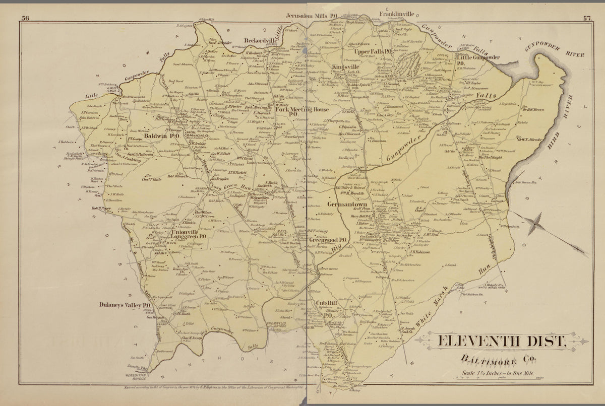 Eleventh District from Atlas of Fifteen Miles Around Baltimore, Including Anne Arundel County, Maryland 1878 by Relic Map Company