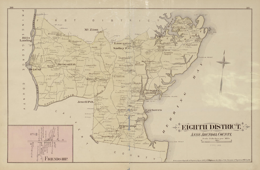 This old map of Anne Arundel County, Baltimore County, Baltimore Suburban Area, Maryland, was created by Hopkins, Griffith Morgan in 1878