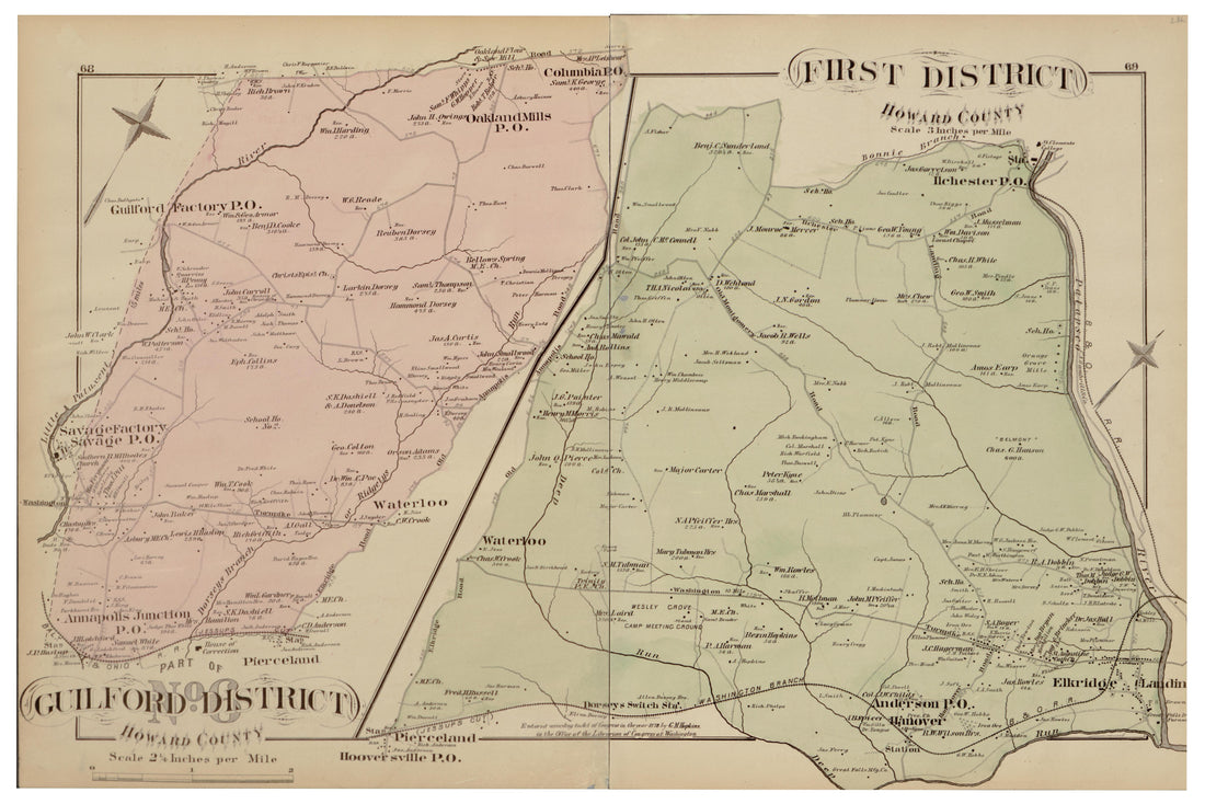 This old map of Anne Arundel County, Baltimore County, Baltimore Suburban Area, Maryland, was created by Hopkins, Griffith Morgan in 1878