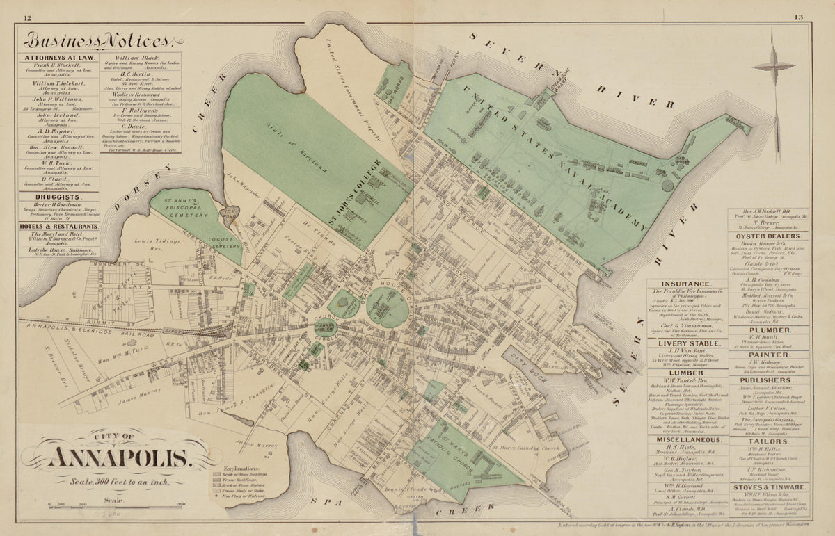 City of Annapolis from Atlas of Fifteen Miles Around Baltimore, Including Anne Arundel County, Maryland 1878 by Relic Map Company