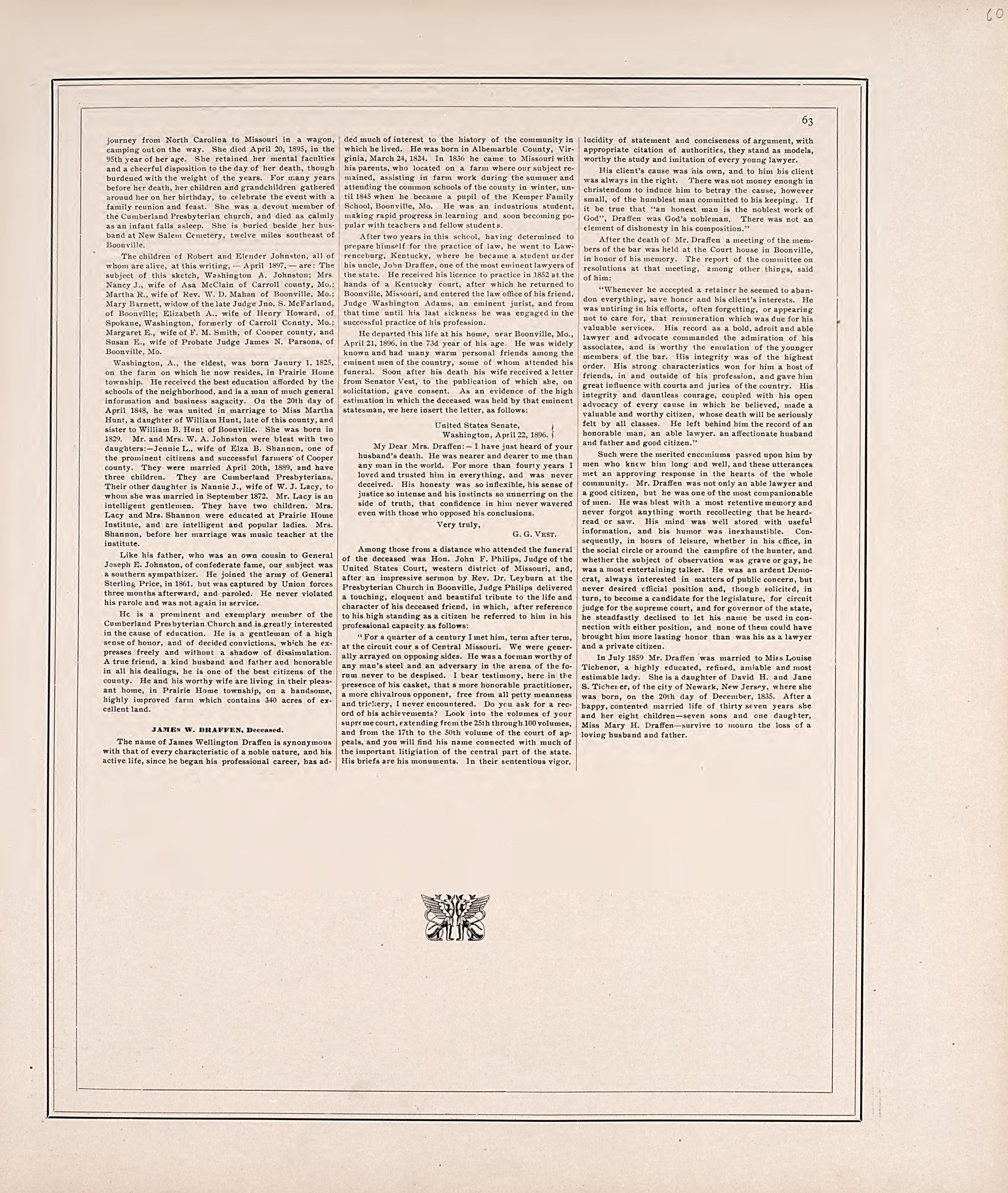 Biographies, Cont. from Illustrated Historical Atlas of Cooper County, Missouri : Compiled and Published from Official Records and Personal Examination 1897 by Relic Map Company