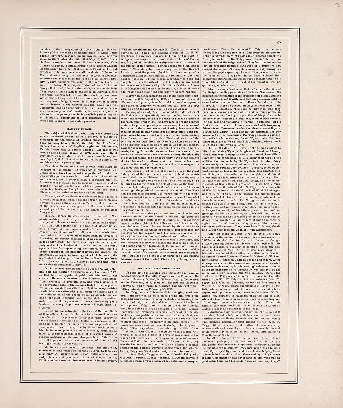 Biographies, Cont. from Illustrated Historical Atlas of Cooper County, Missouri : Compiled and Published from Official Records and Personal Examination 1897 by Relic Map Company