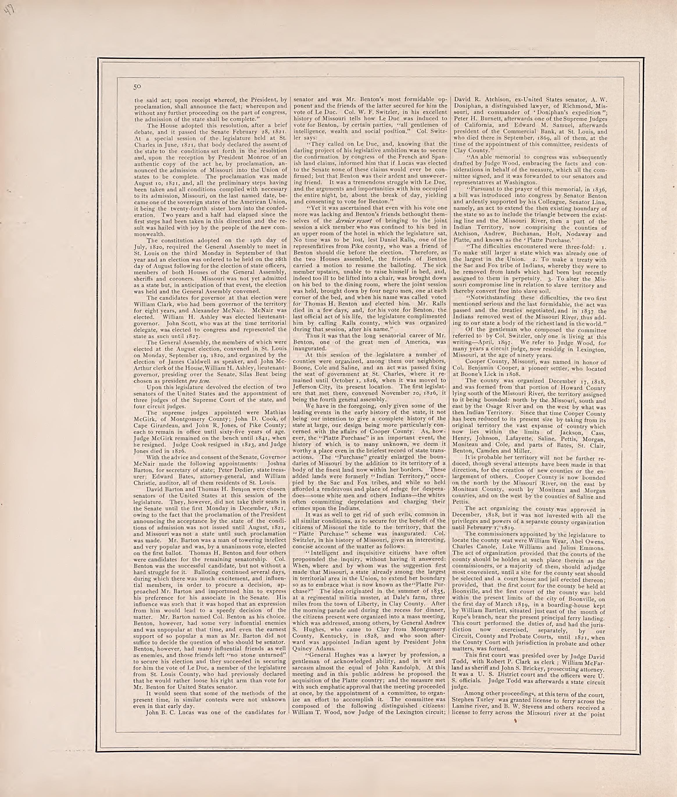 History of Cooper County, Cont. from Illustrated Historical Atlas of Cooper County, Missouri : Compiled and Published from Official Records and Personal Examination 1897 by Relic Map Company