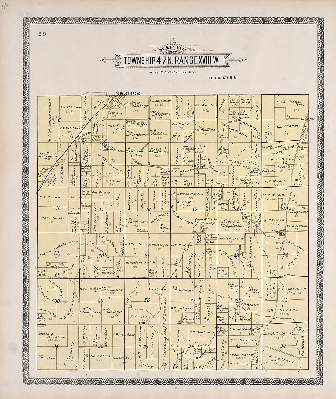 Township 47N. Range XVIIIW. from Illustrated Historical Atlas of Cooper County, Missouri : Compiled and Published from Official Records and Personal Examination 1897 by Relic Map Company