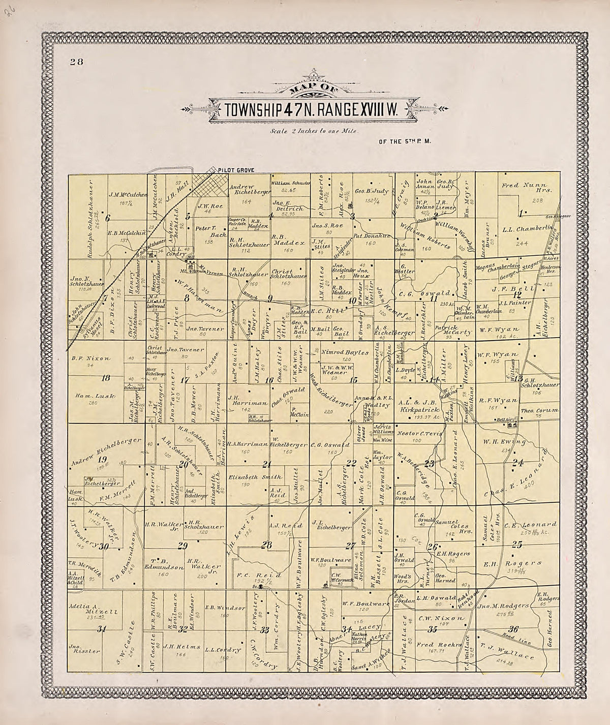 Township 47N. Range XVIIIW. from Illustrated Historical Atlas of Cooper County, Missouri : Compiled and Published from Official Records and Personal Examination 1897 by Relic Map Company