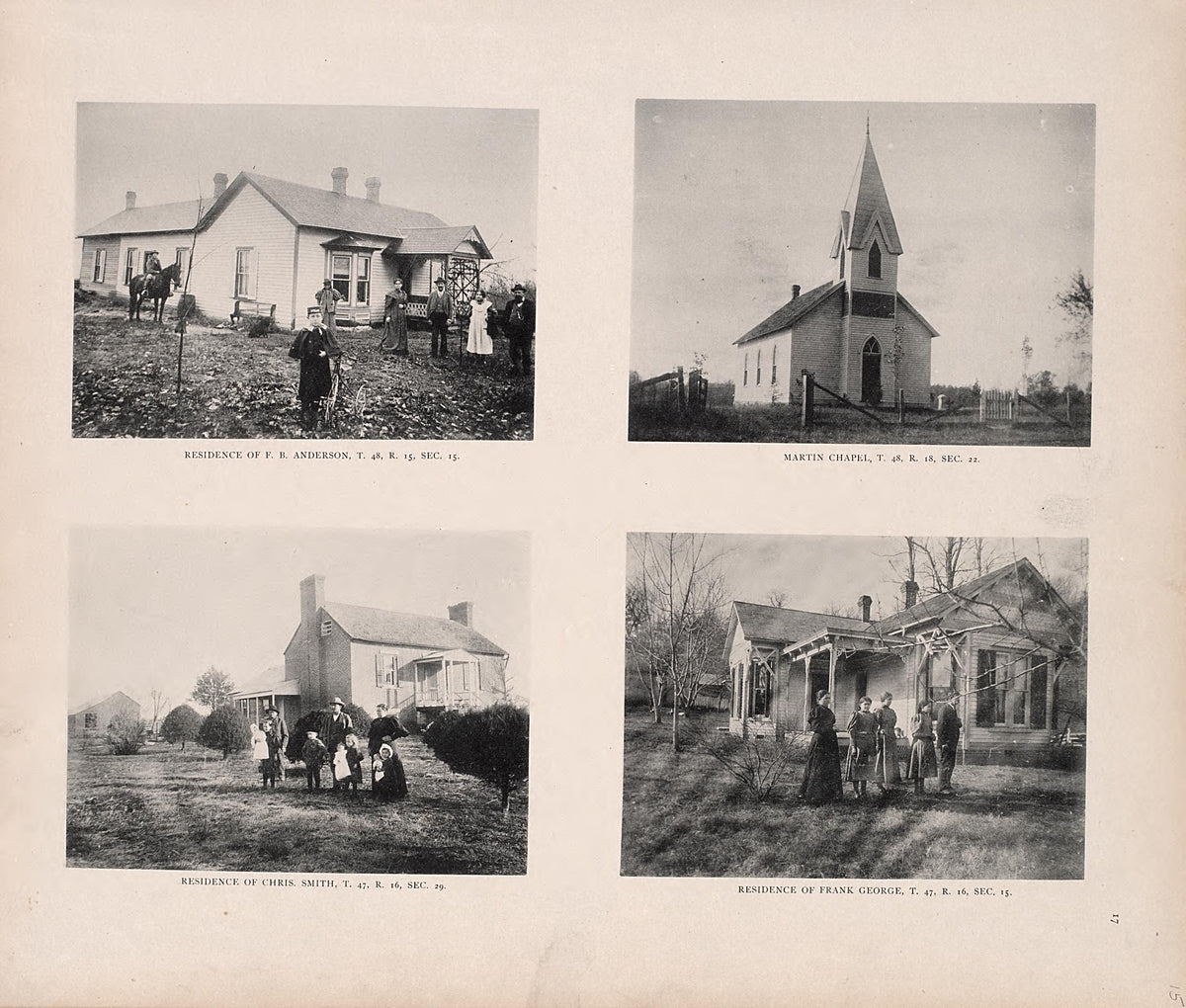 Residences; Church from Illustrated Historical Atlas of Cooper County, Missouri : Compiled and Published from Official Records and Personal Examination 1897 by Relic Map Company
