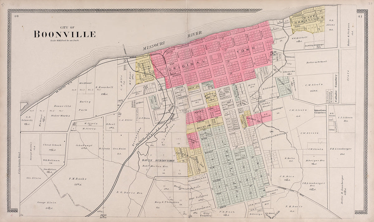 City of Boonville from Illustrated Historical Atlas of Cooper County, Missouri : Compiled and Published from Official Records and Personal Examination 1897 by Relic Map Company