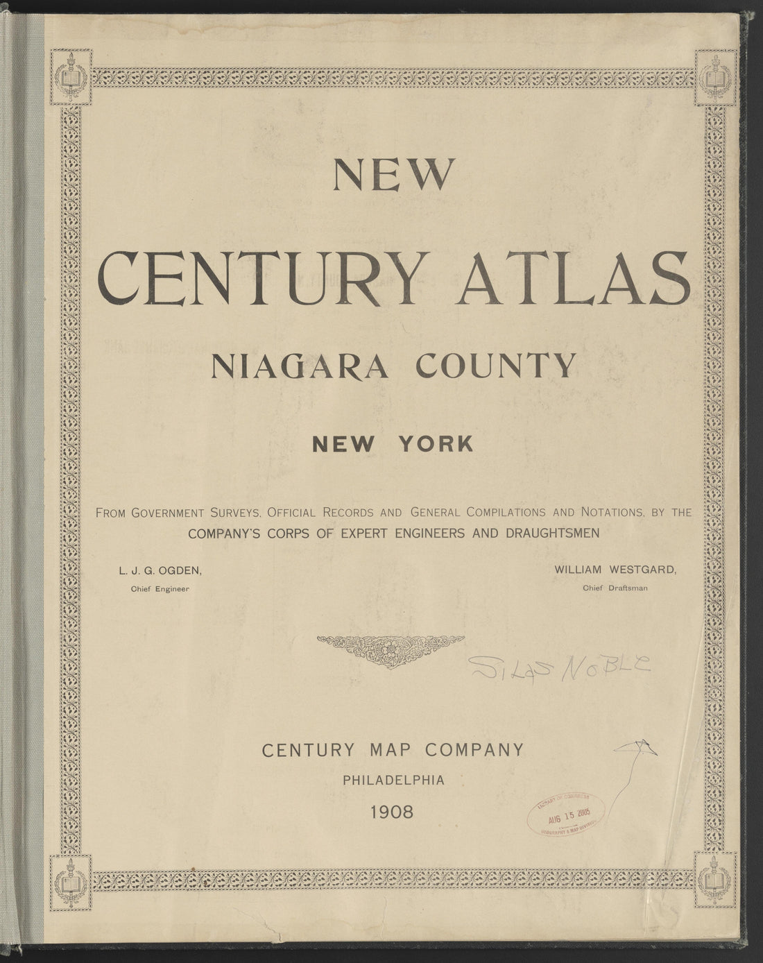 This old map of New York, New York (State), Niagara County, was created by Century Map Company|Ogden, L. J. G.|Westgard, William in 1908