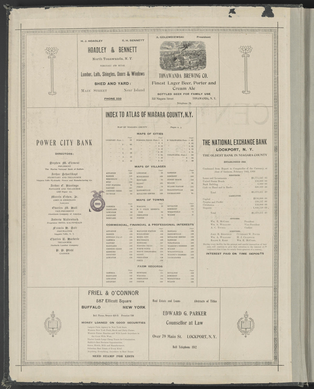 This old map of New York, New York (State), Niagara County, was created by Century Map Company|Ogden, L. J. G.|Westgard, William in 1908