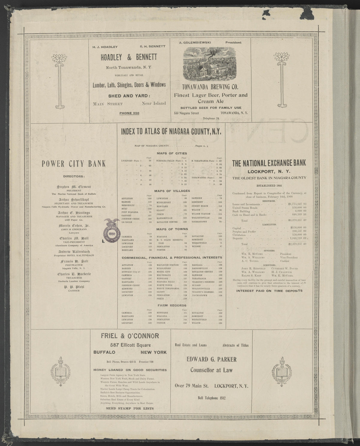 Image 2 of New Century Atlas, Niagara County, New York from New Century Atlas, Niagara County, New York : from Government Surveys, Official Records and General Compilations and Notations 1908 by Relic Map Company