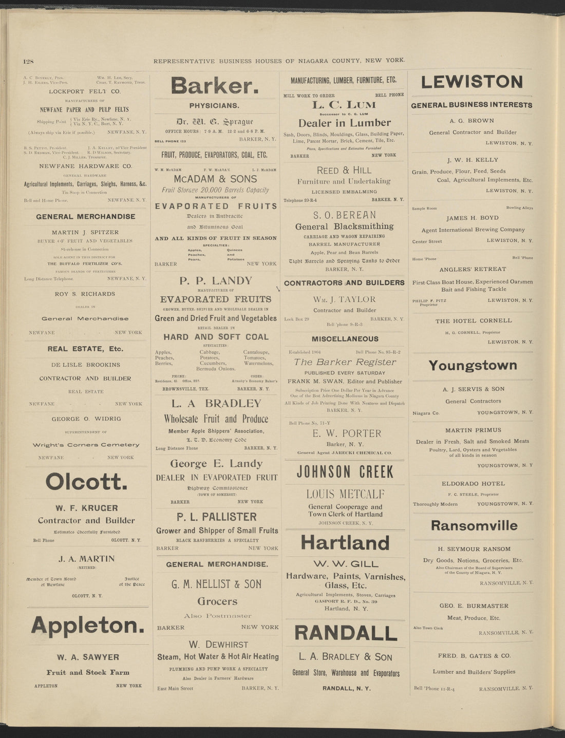 This old map of New York, New York (State), Niagara County, was created by Century Map Company|Ogden, L. J. G.|Westgard, William in 1908