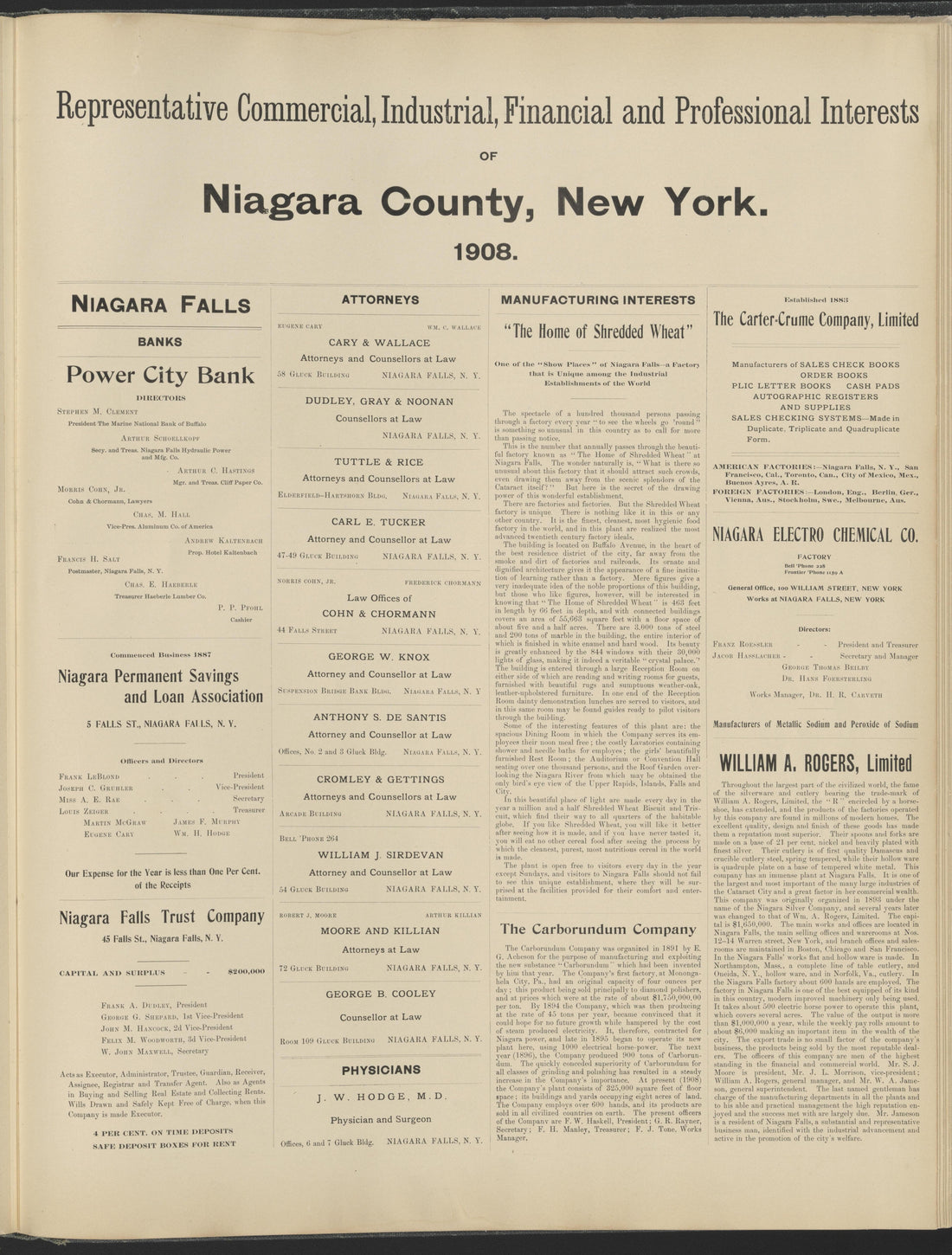This old map of New York, New York (State), Niagara County, was created by Century Map Company|Ogden, L. J. G.|Westgard, William in 1908
