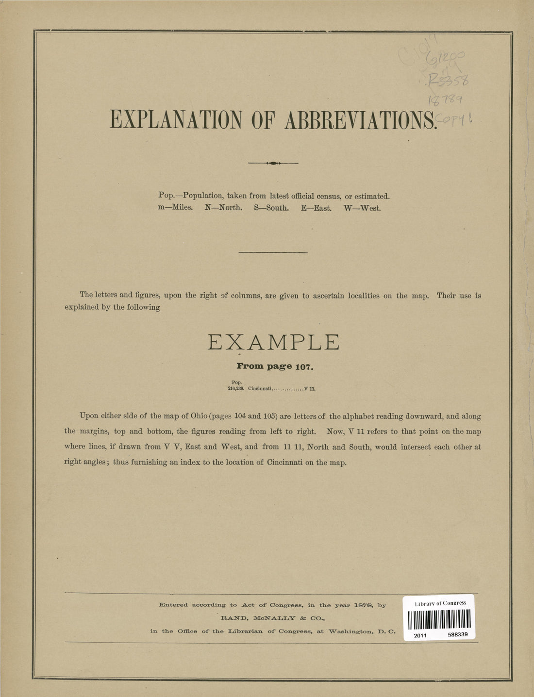 Explanation of Abbreviations from Rand McNally & Co&