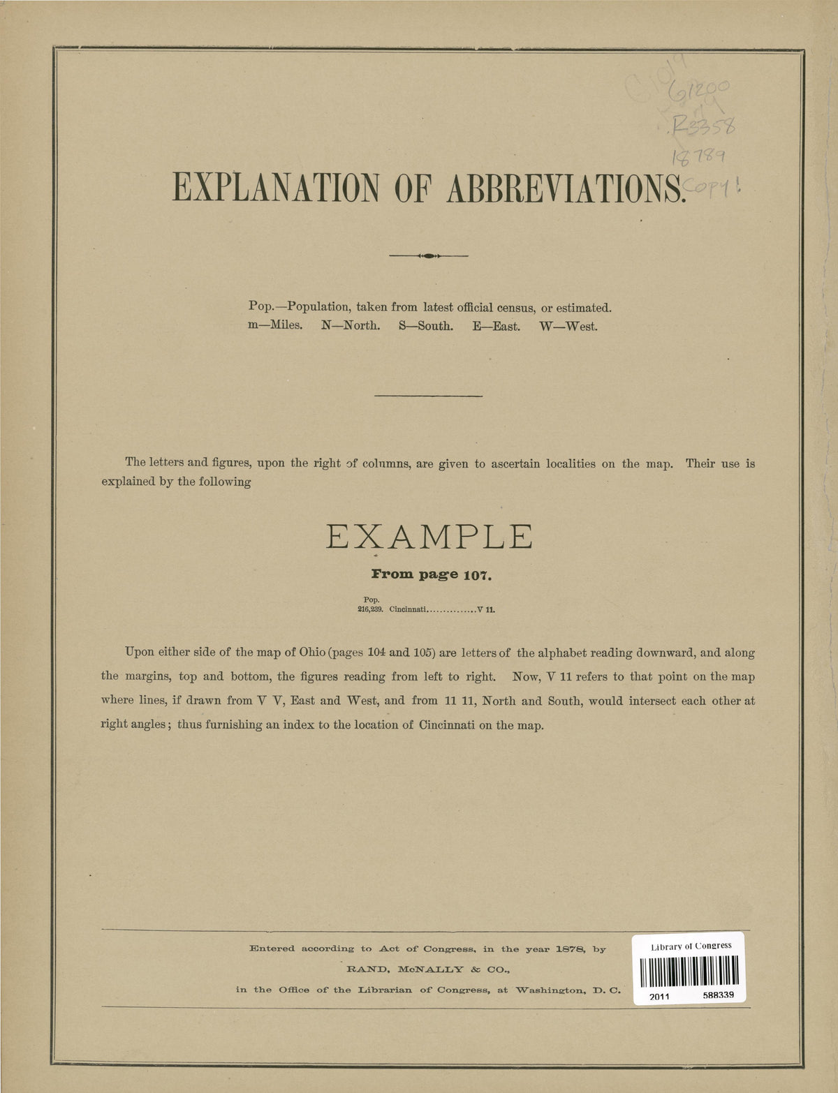 Explanation of Abbreviations from Rand McNally & Co&
