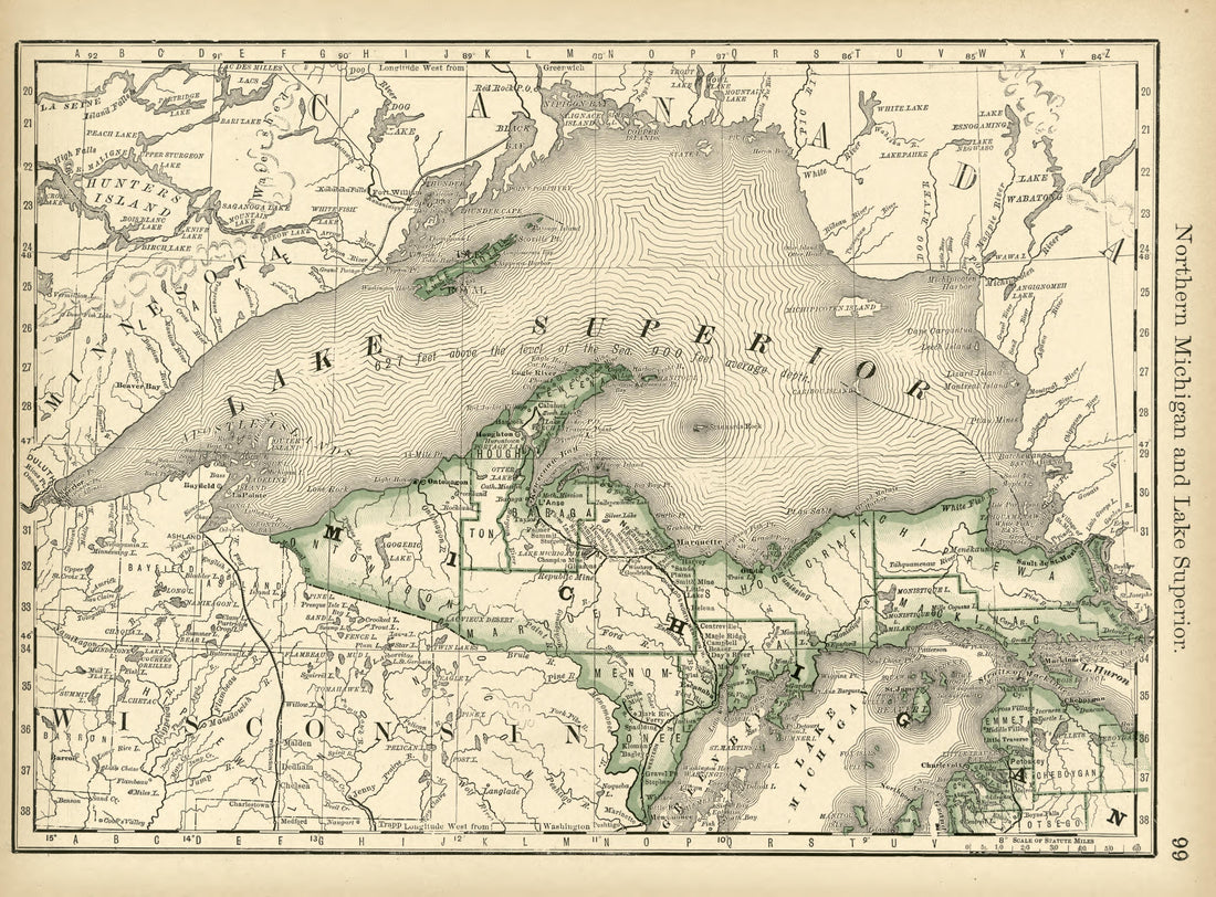 Northern Michigan and Lake Superior from Rand McNally & Co&