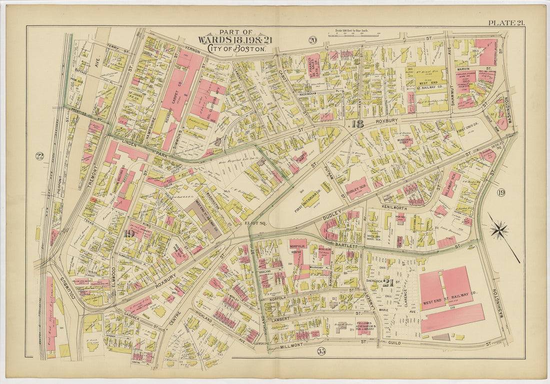 This old map of Boston, Massachusetts, Roxbury, , West Roxbury was created by Bromley, George Washington|Bromley, Walter Scott|G.W. Bromley & Co in 1895