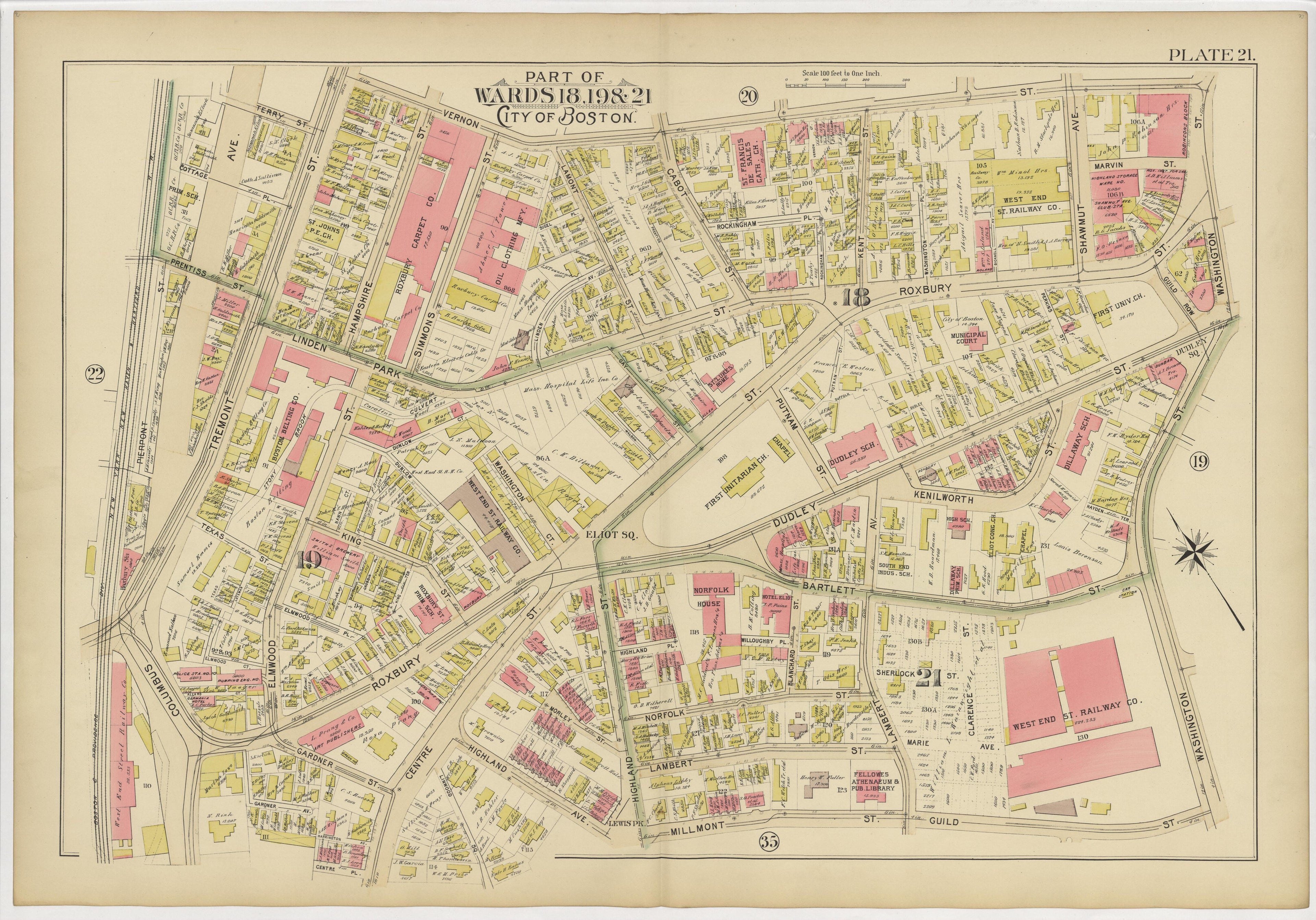 This old map of Boston, Massachusetts, Roxbury, , West Roxbury was created by Bromley, George Washington|Bromley, Walter Scott|G.W. Bromley & Co in 1895