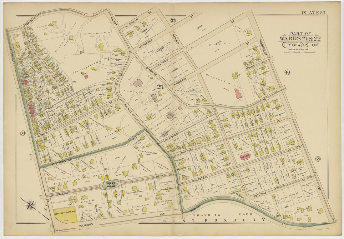 This old map of Boston, Massachusetts, Roxbury, , West Roxbury was created by Bromley, George Washington|Bromley, Walter Scott|G.W. Bromley & Co in 1895